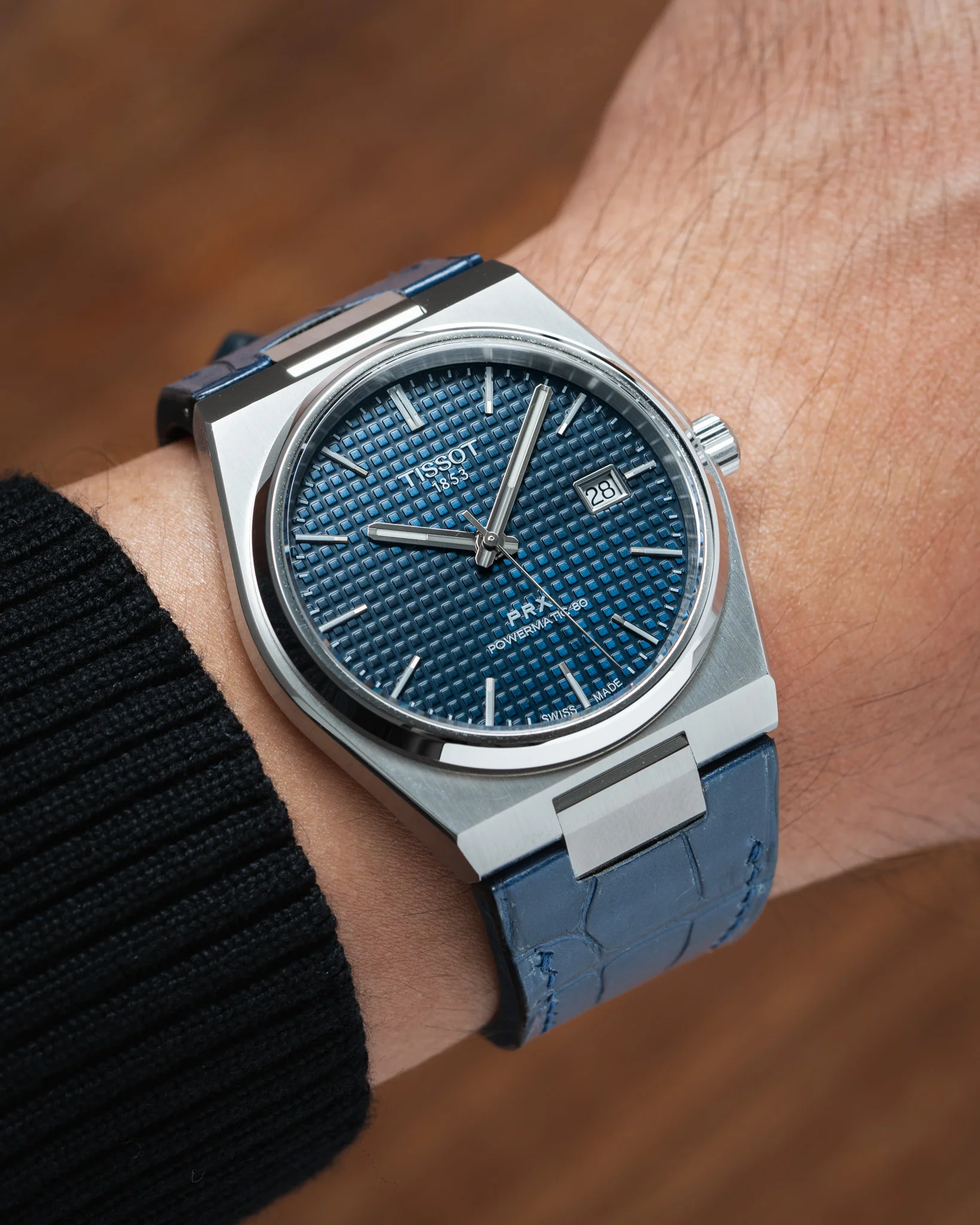 Matte Navy Alligator Strap for Tissot PRX - Image 3