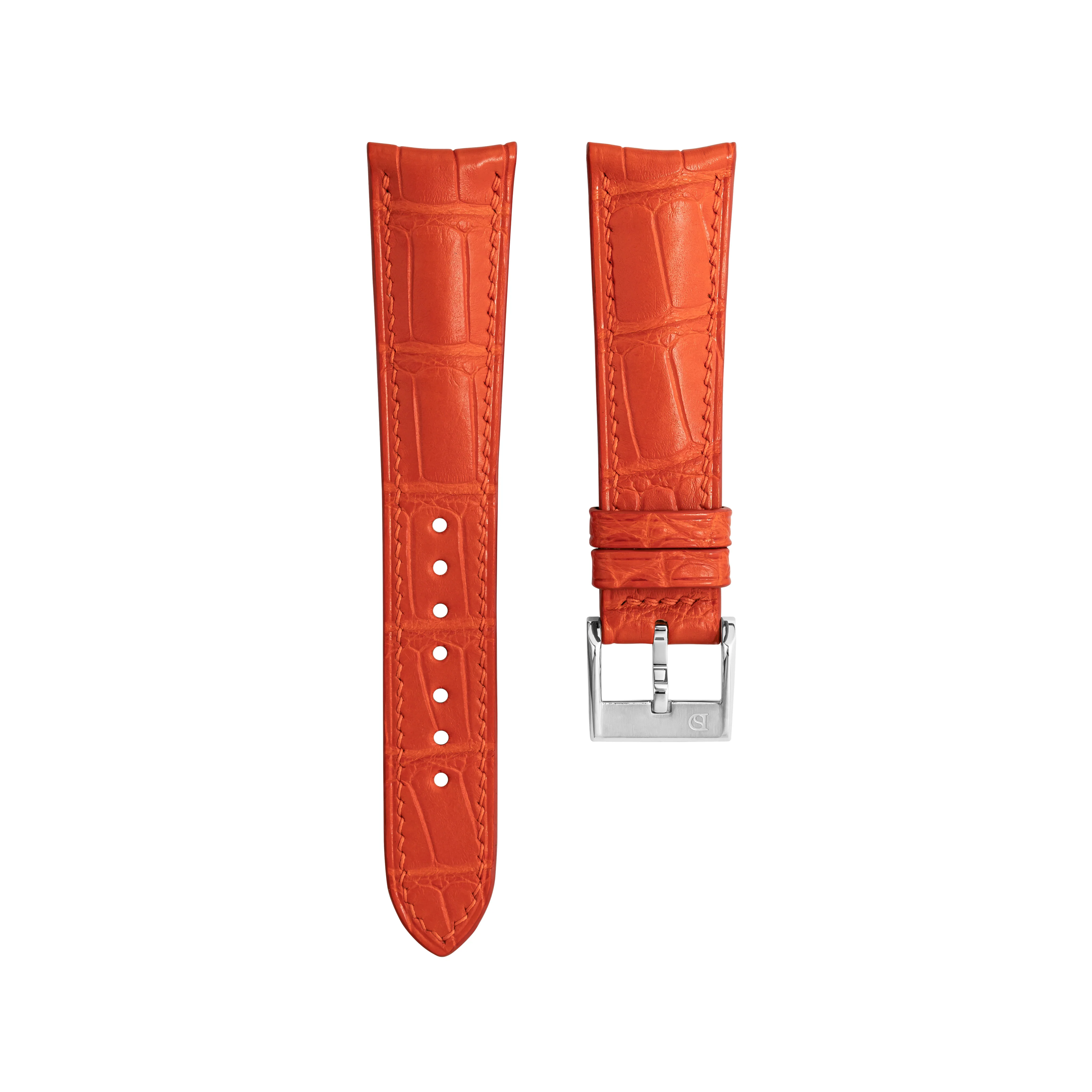 Overstock: Matte Orange Alligator Signature (Curved) Strap