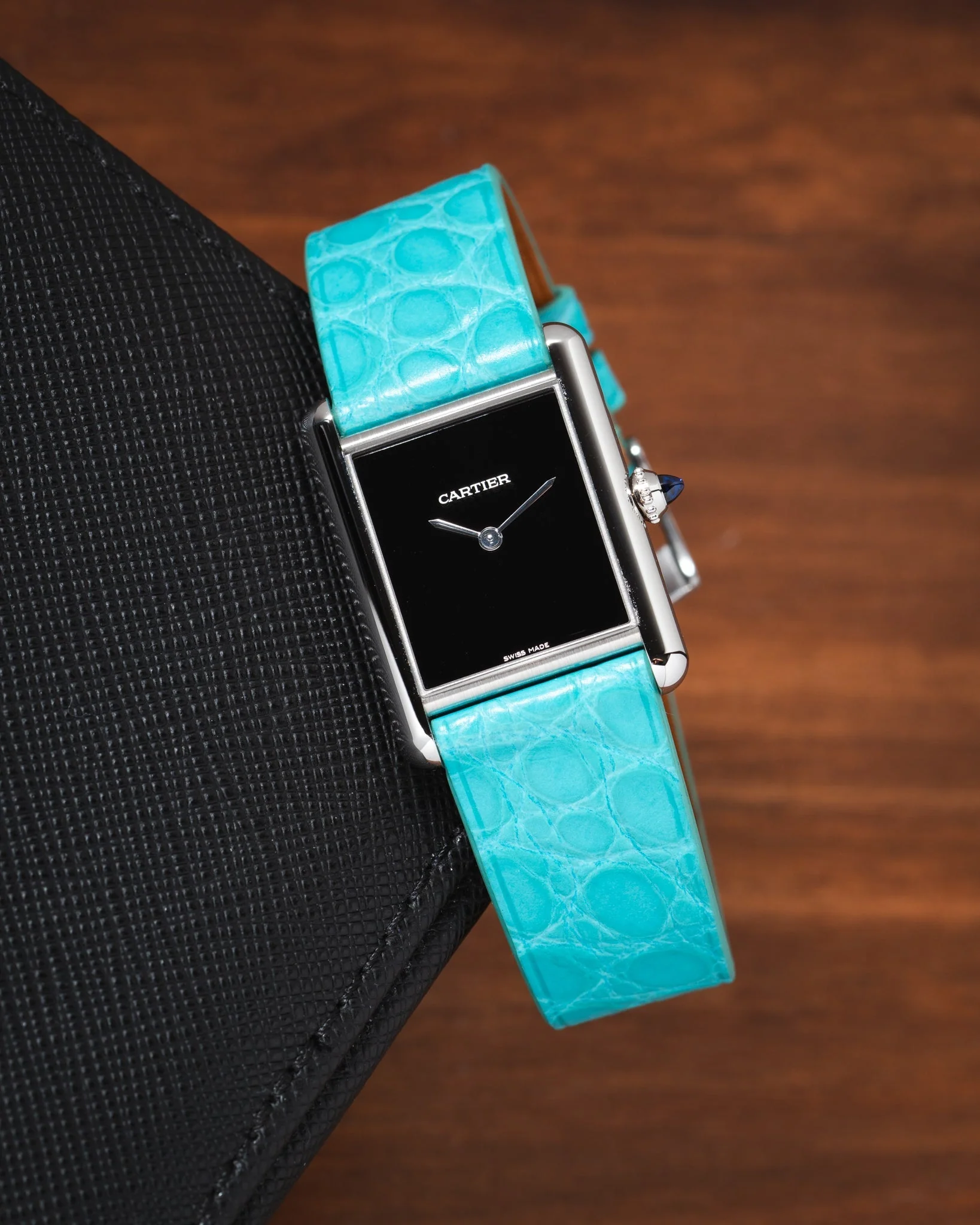 Overstock: Matte Turquoise Alligator Flank Stitchless Strap - Image 2