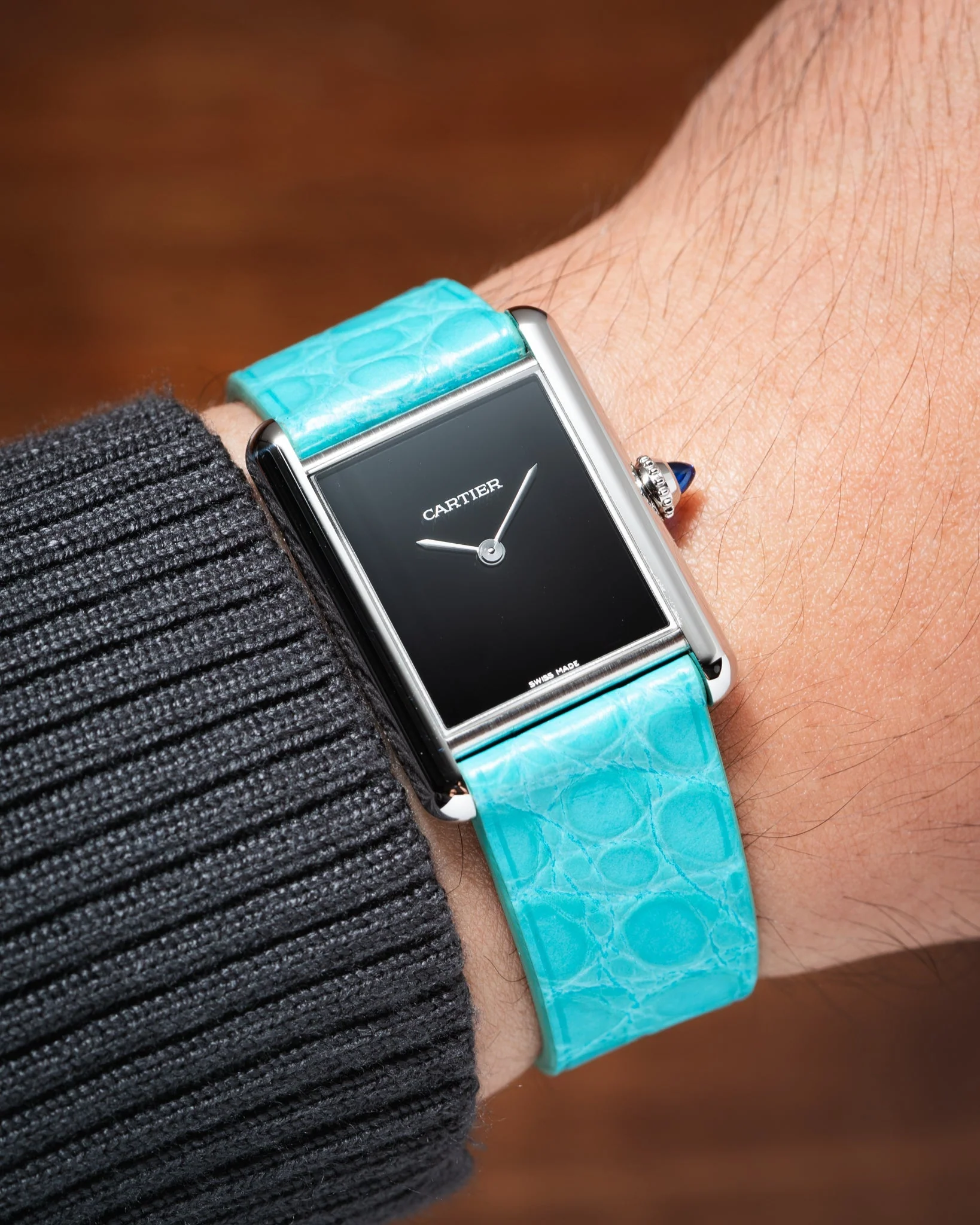 Overstock: Matte Turquoise Alligator Flank Stitchless Strap - Image 3