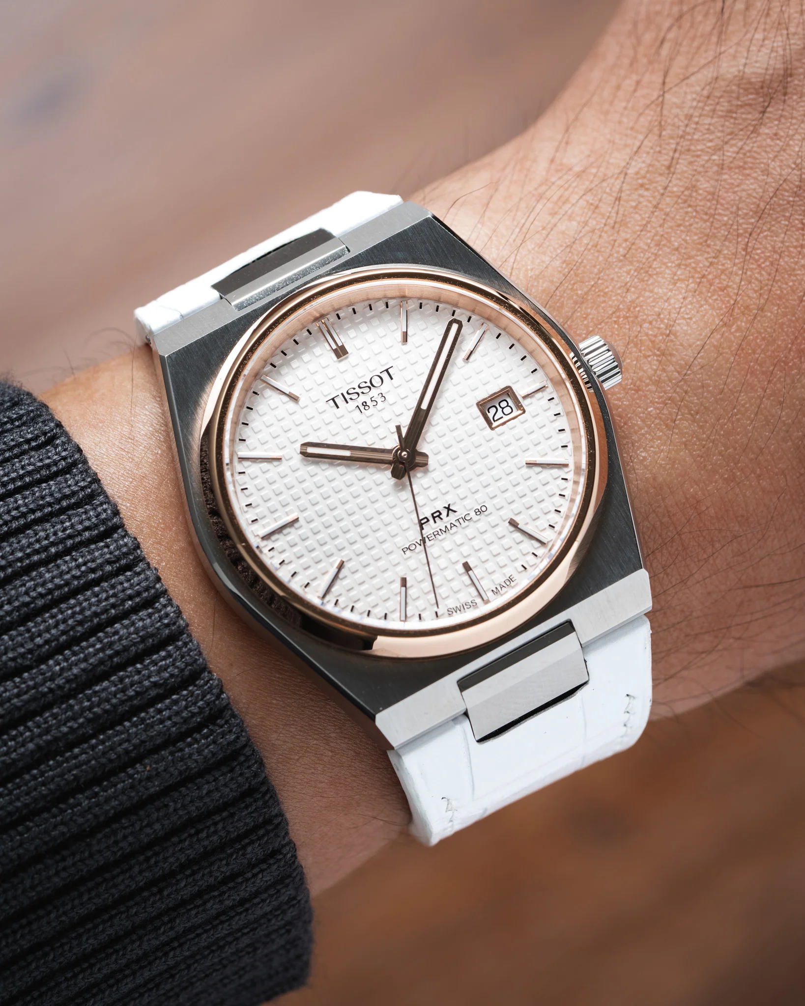 Matte White Alligator Strap for Tissot PRX - Image 3