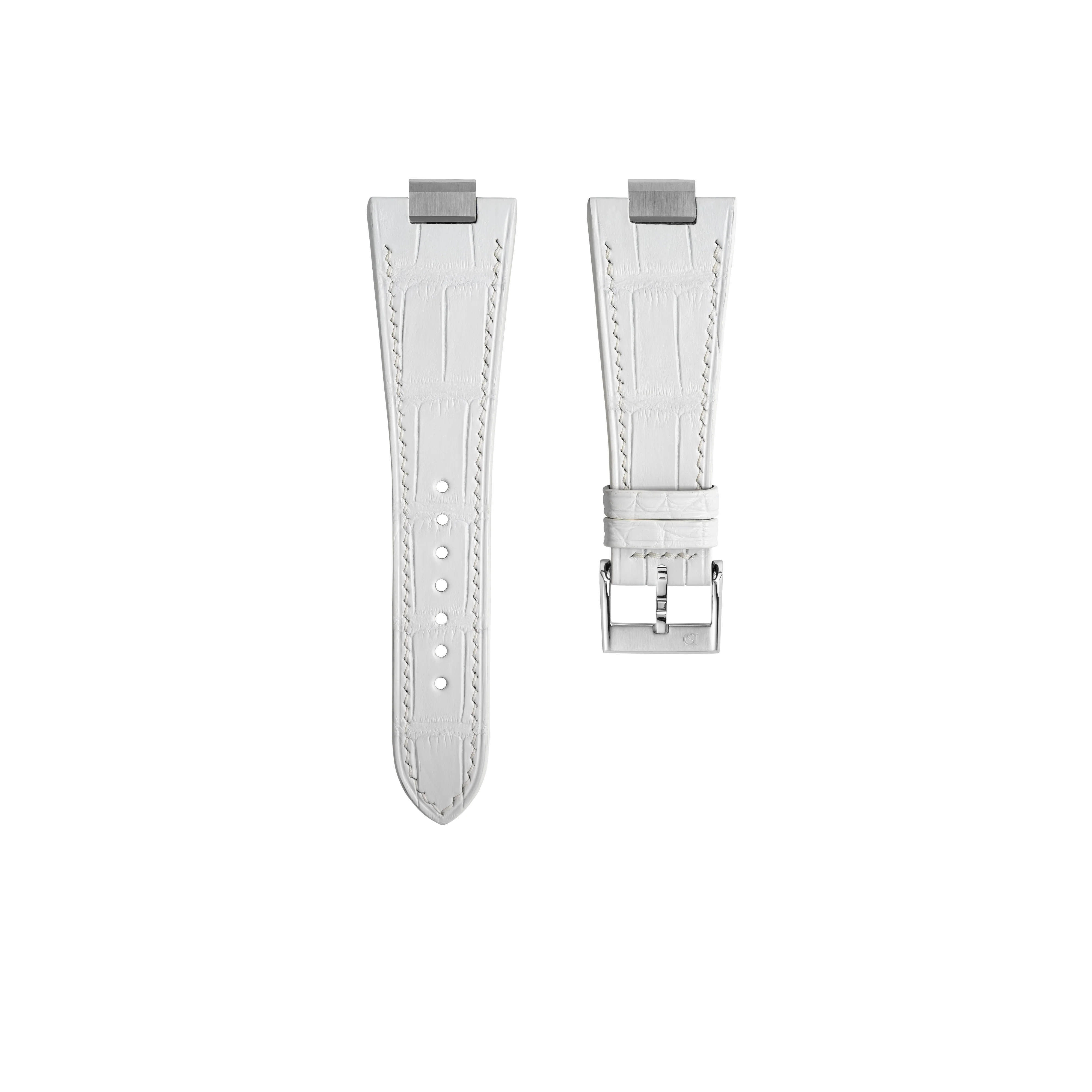 Matte White Alligator Strap for Tissot PRX - Image 5