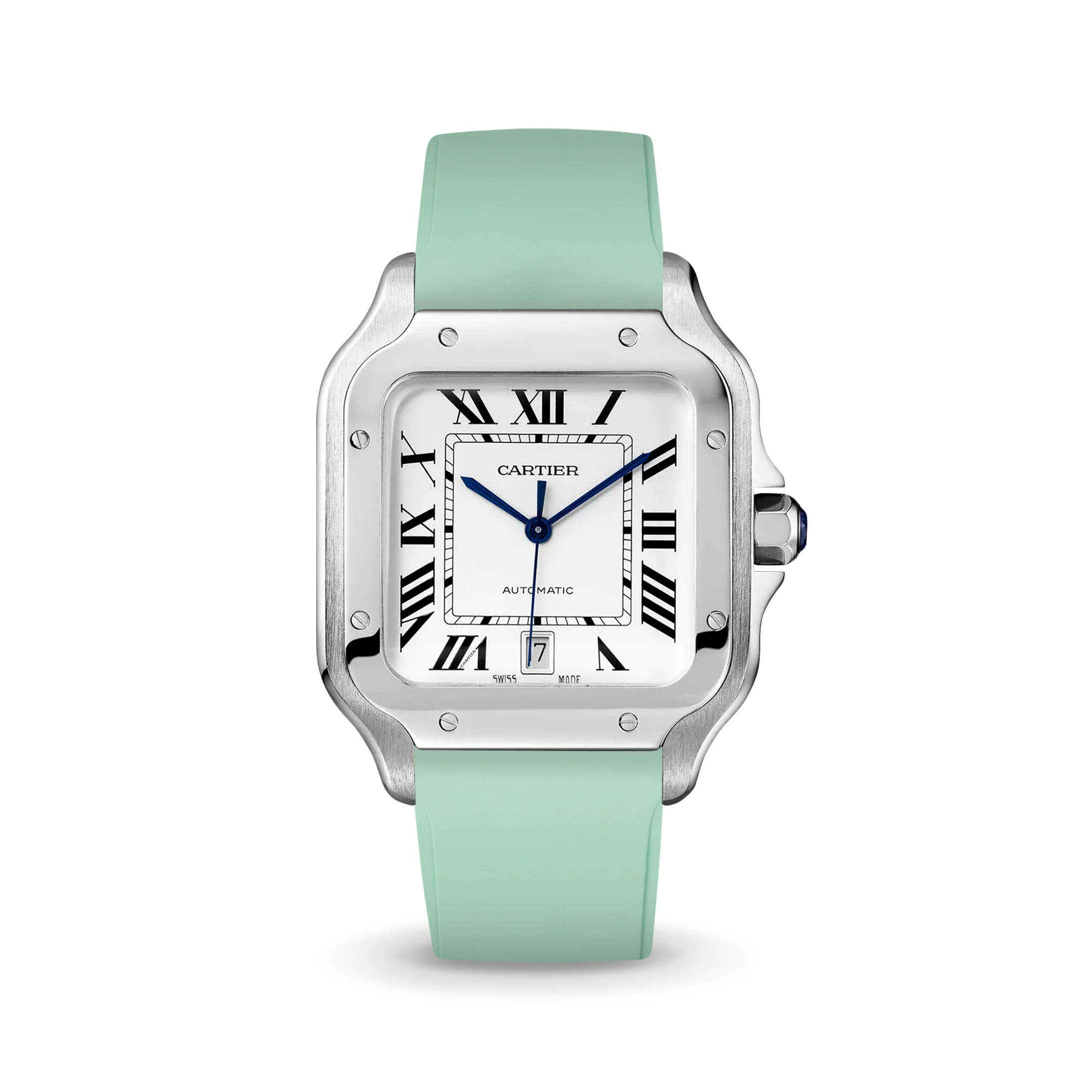 Mint Green CTS Rubber Strap for Cartier Santos de Cartier