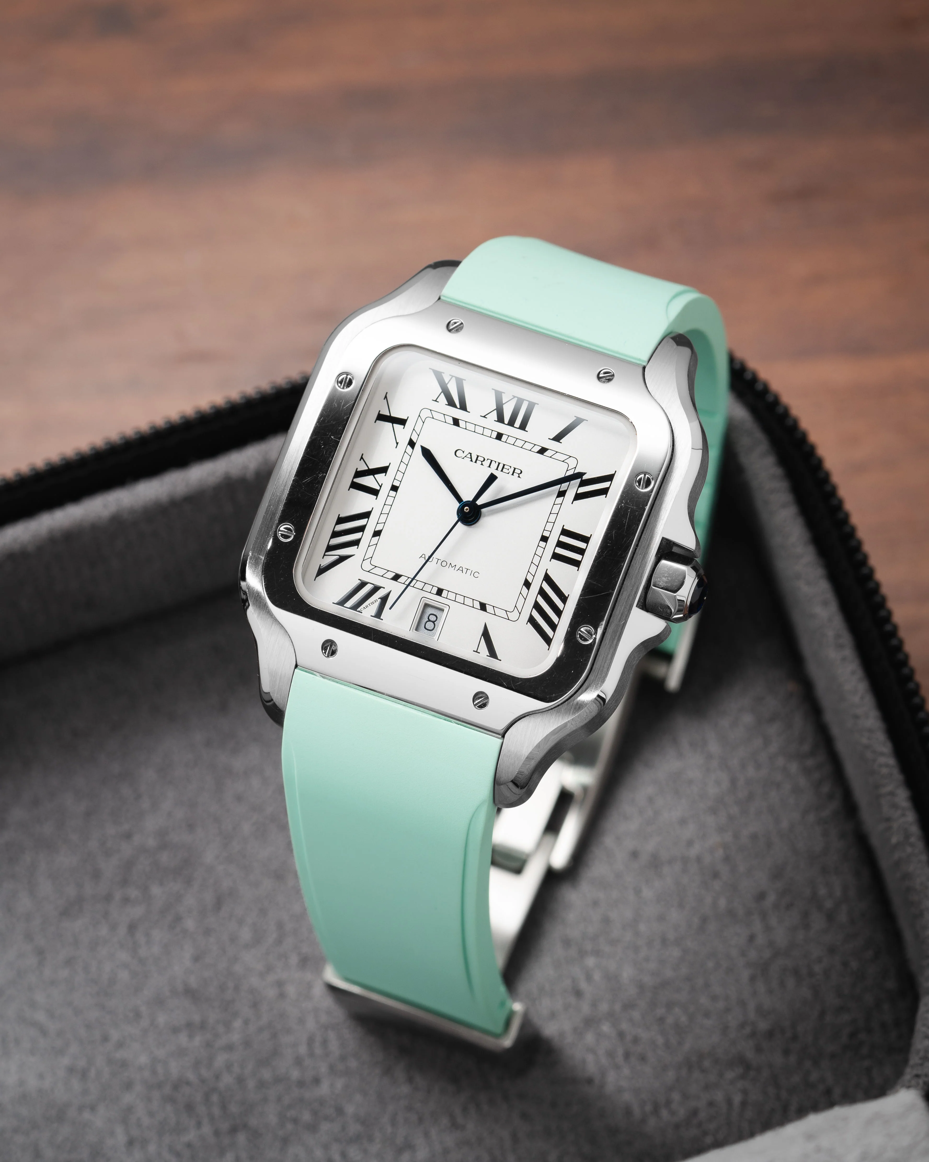 Mint Green CTS Rubber Strap for Cartier Santos de Cartier - Image 3