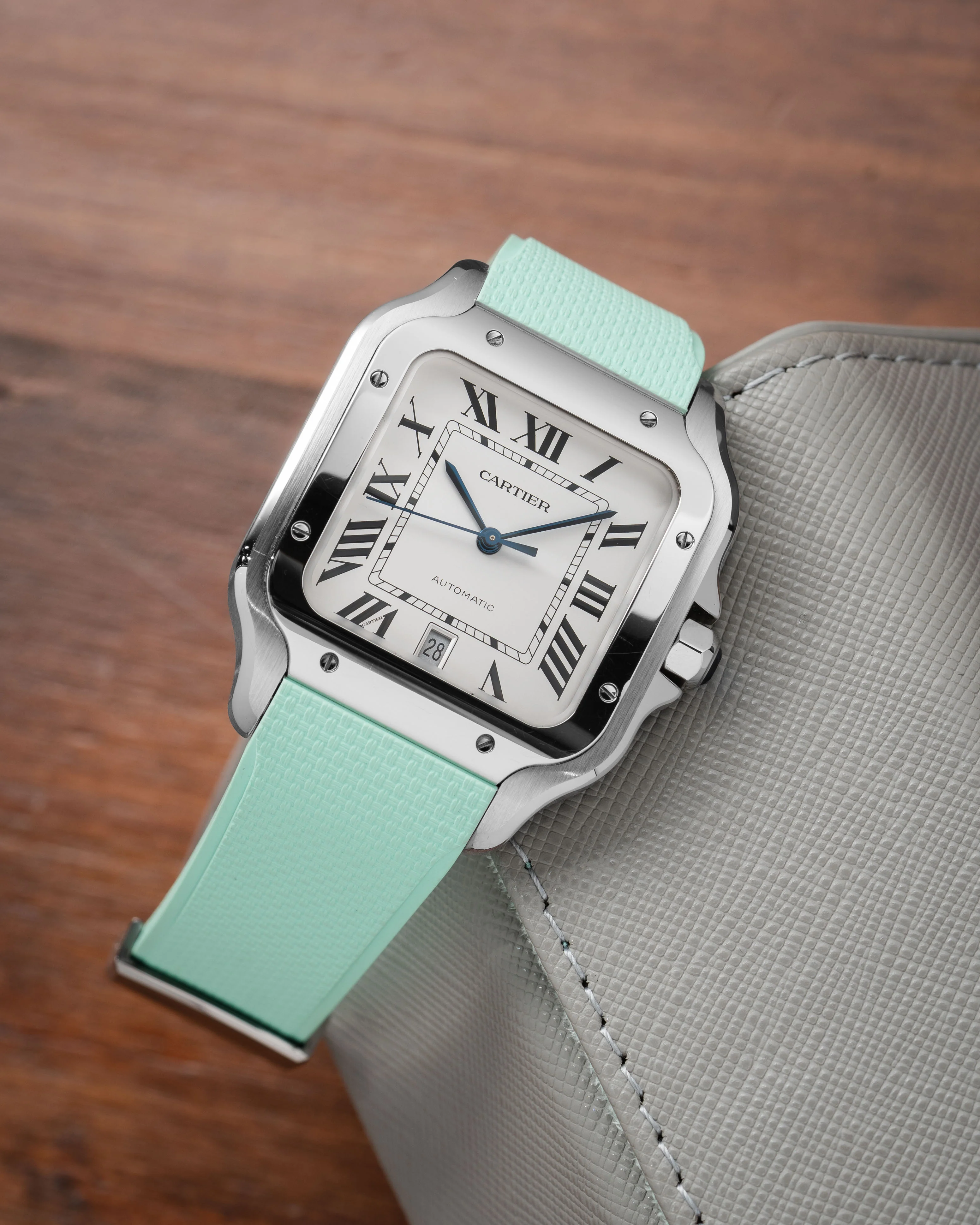 Mint Green Sailcloth CTS Rubber Strap for Cartier Santos de Cartier - Image 2