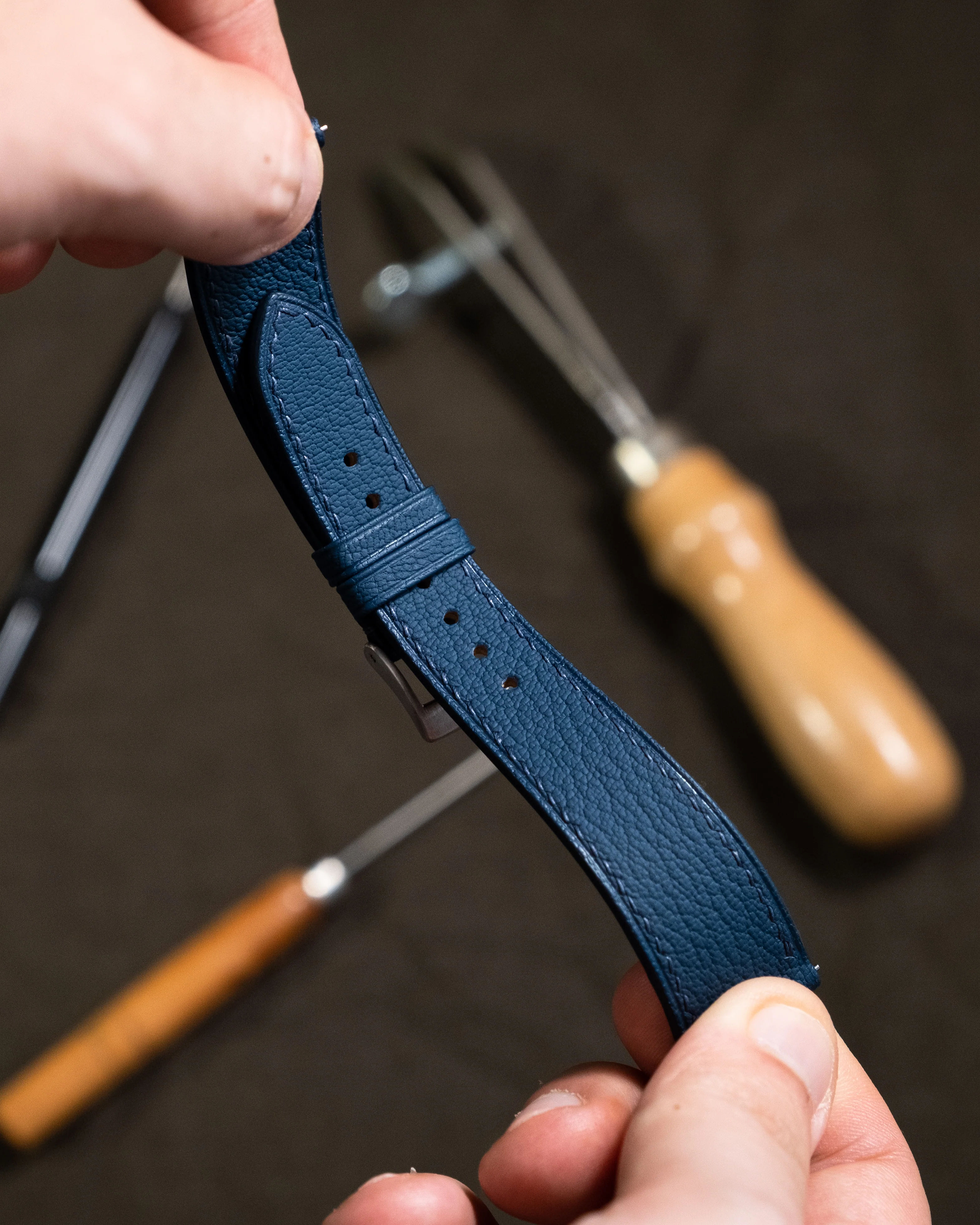 Navy Chevre Slim Strap - Image 11