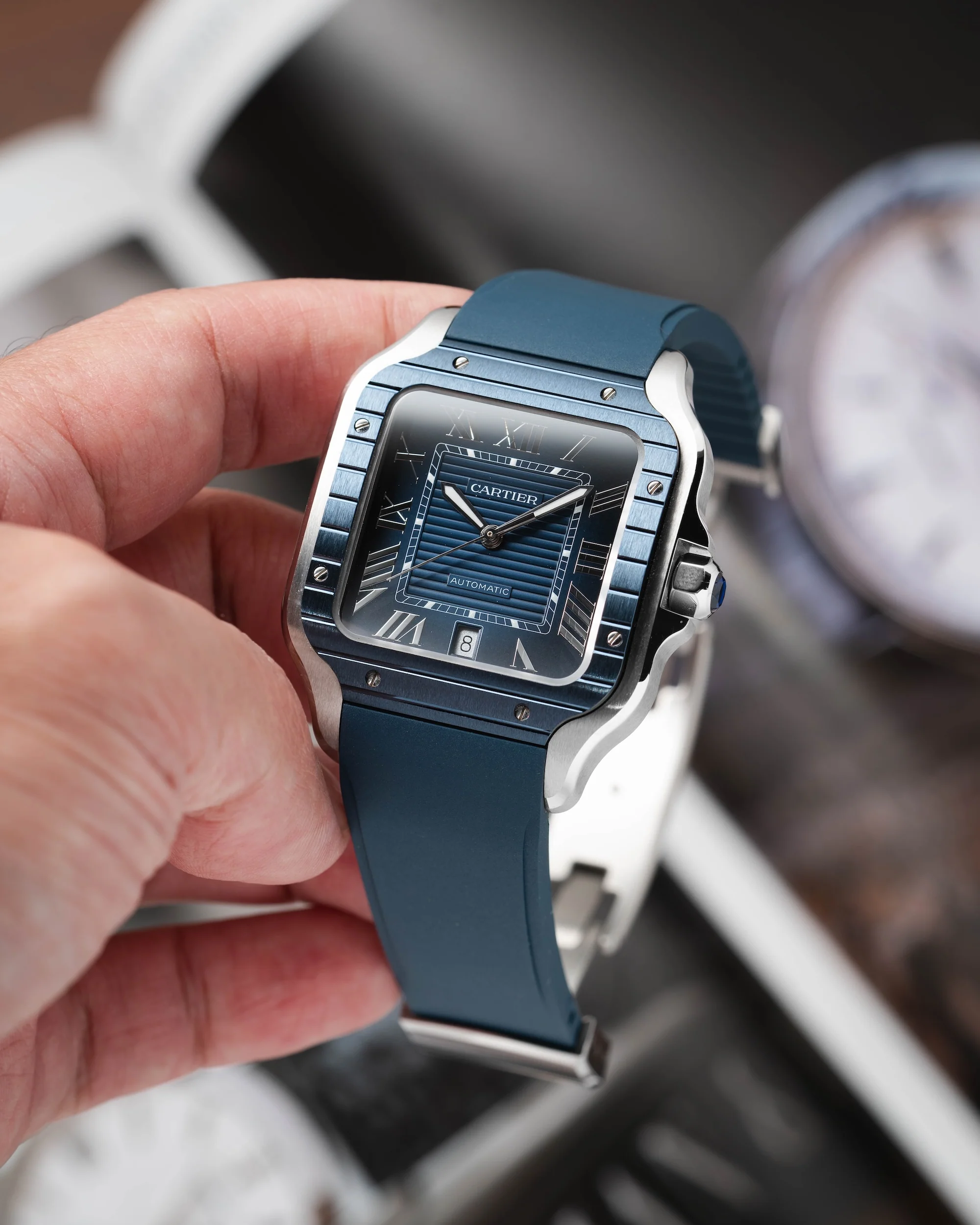 Navy CTS Rubber Strap for Cartier Santos de Cartier - Image 4