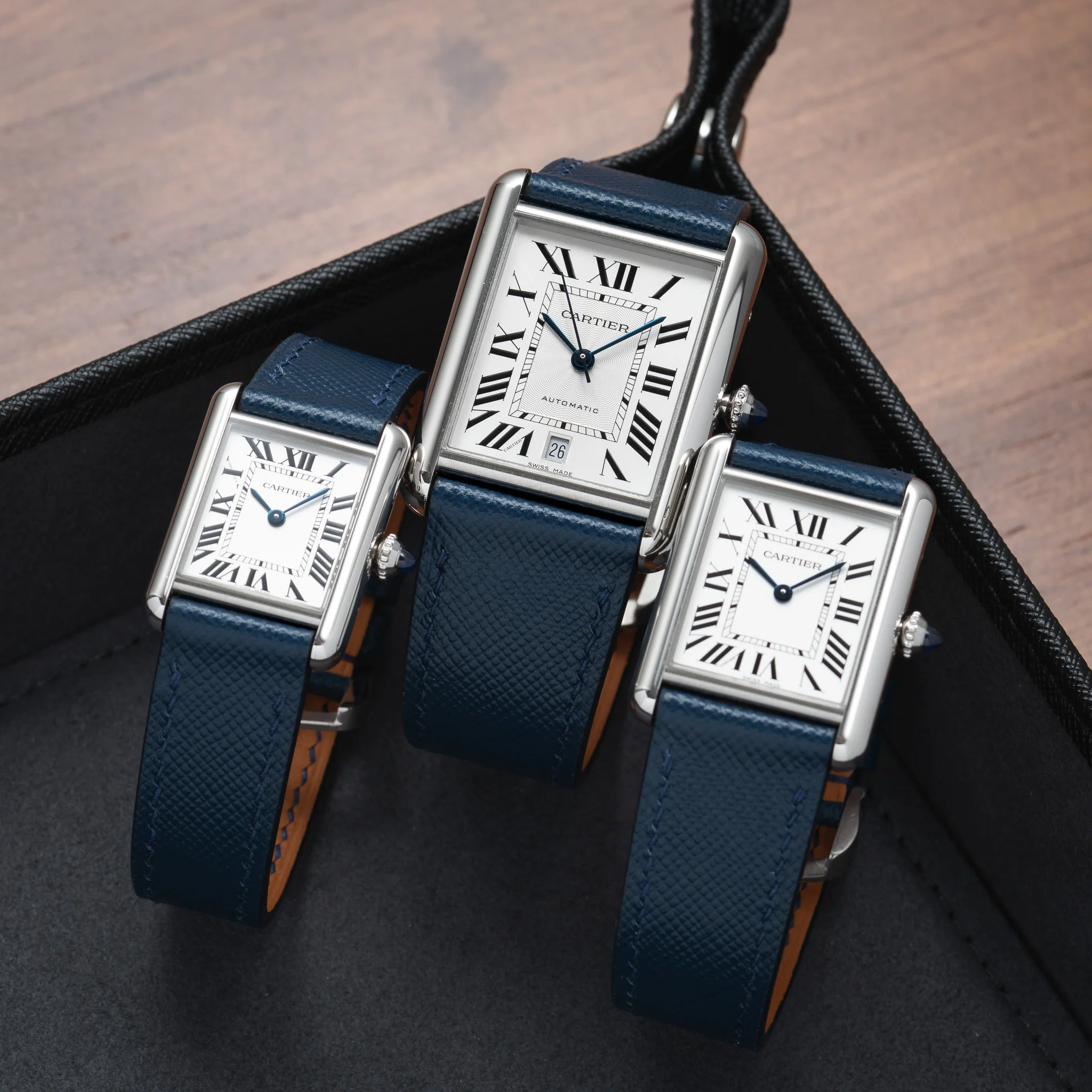 Navy Saffiano Strap for Cartier Tank - Image 3