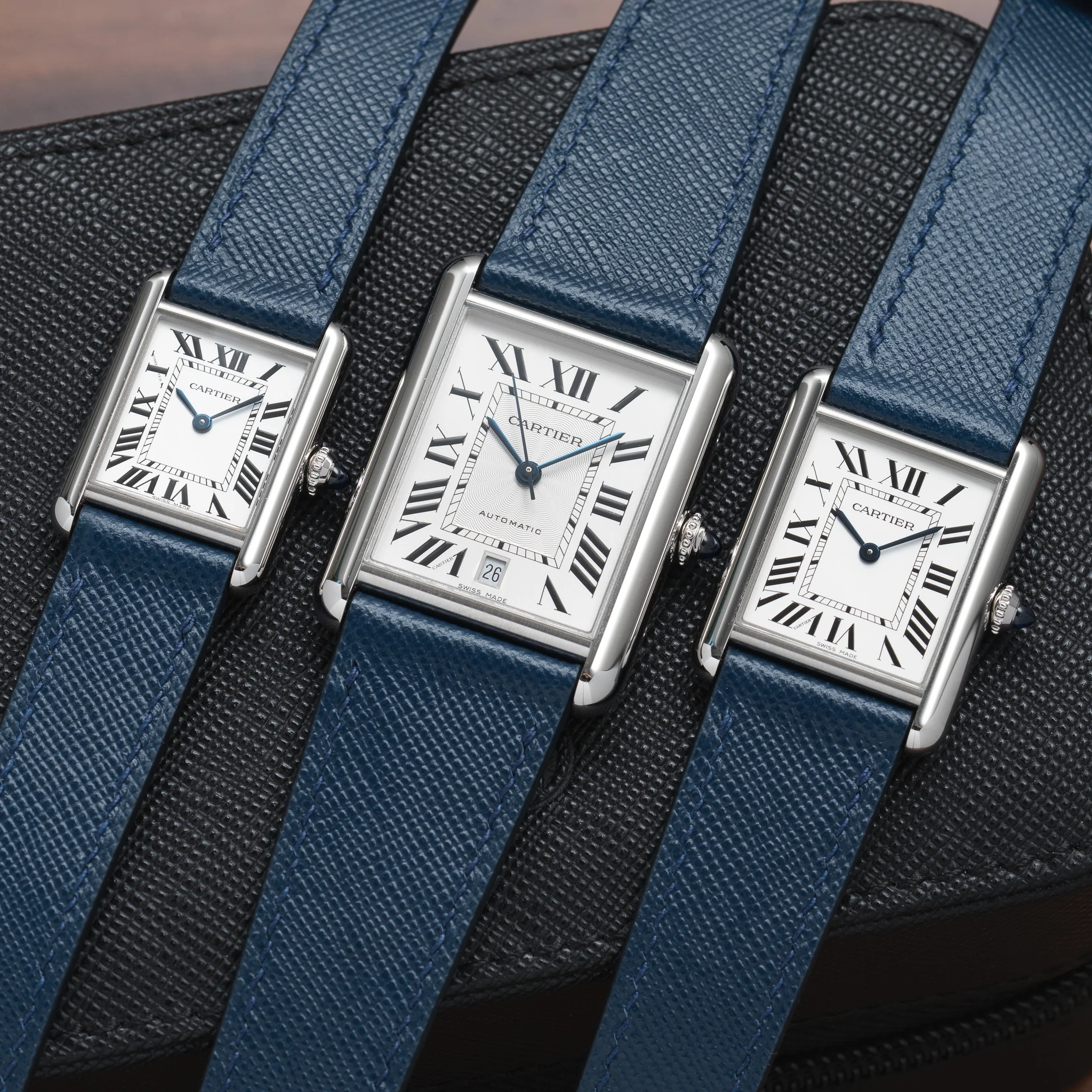 Navy Saffiano Strap for Cartier Tank - Image 4