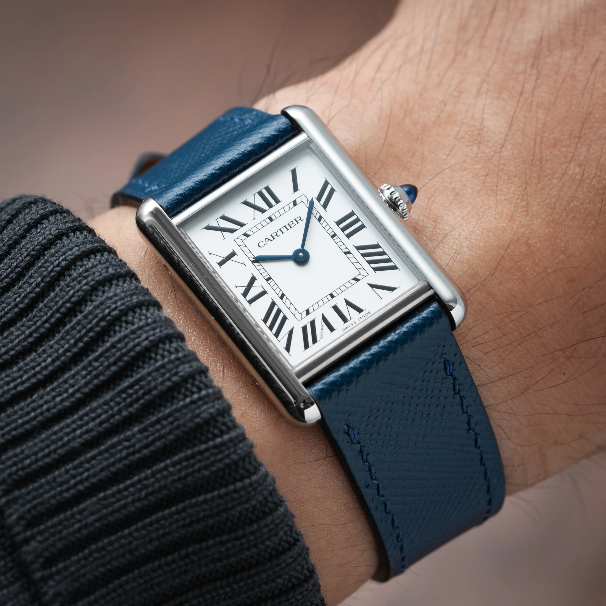 Navy Saffiano Strap for Cartier Tank - Image 5