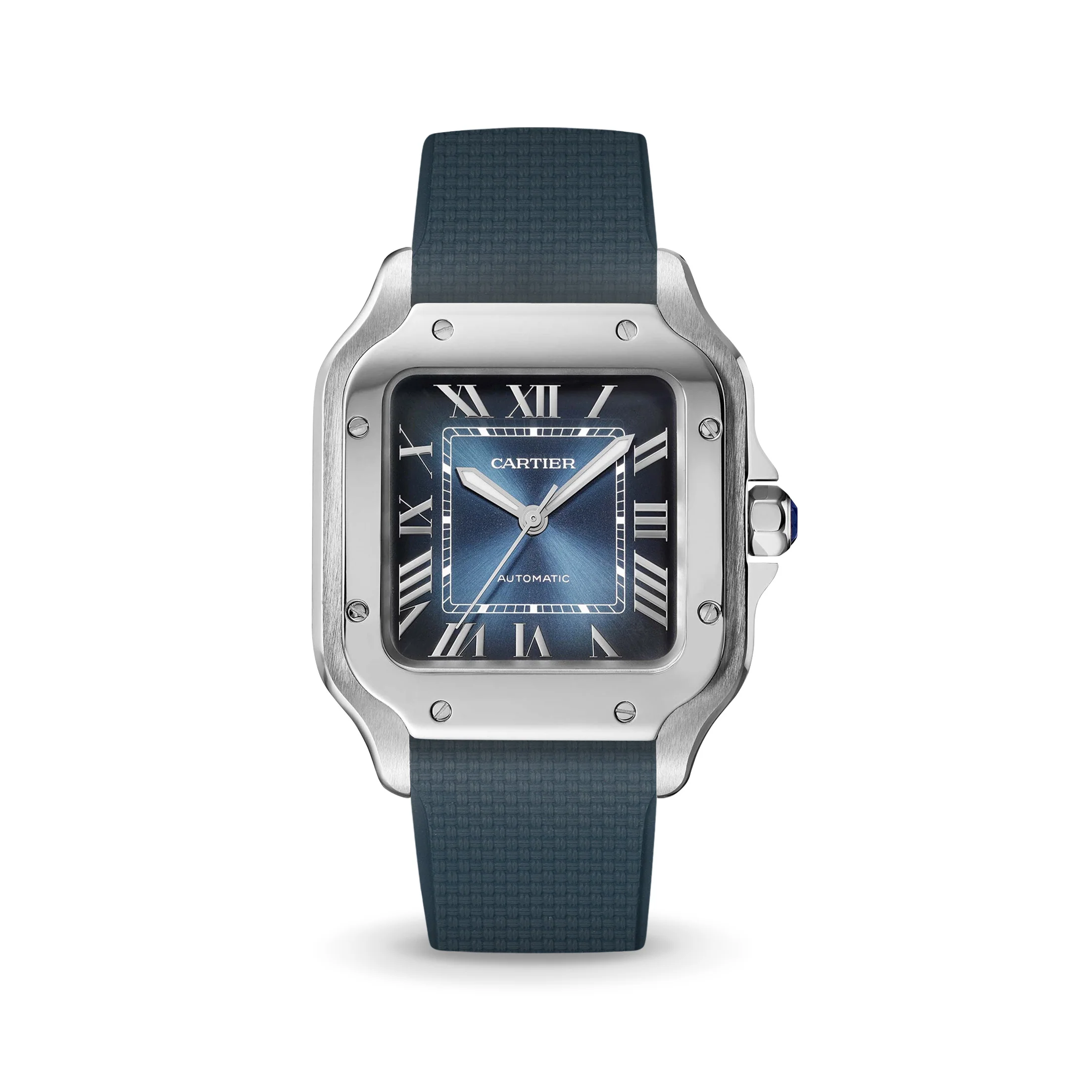 Navy Sailcloth CTS Rubber Strap for Cartier Santos de Cartier