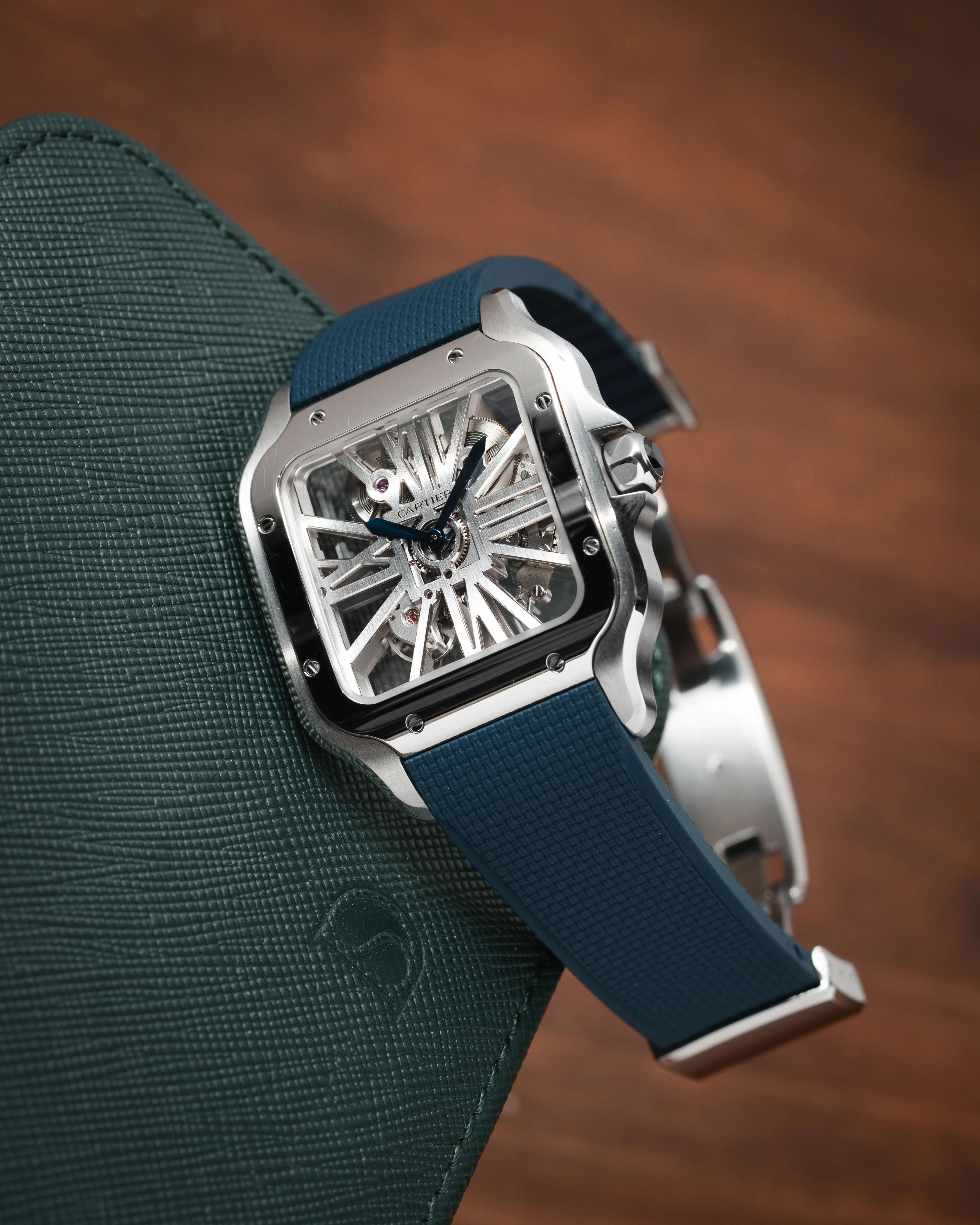 Navy Sailcloth CTS Rubber Strap for Cartier Santos de Cartier - Image 5