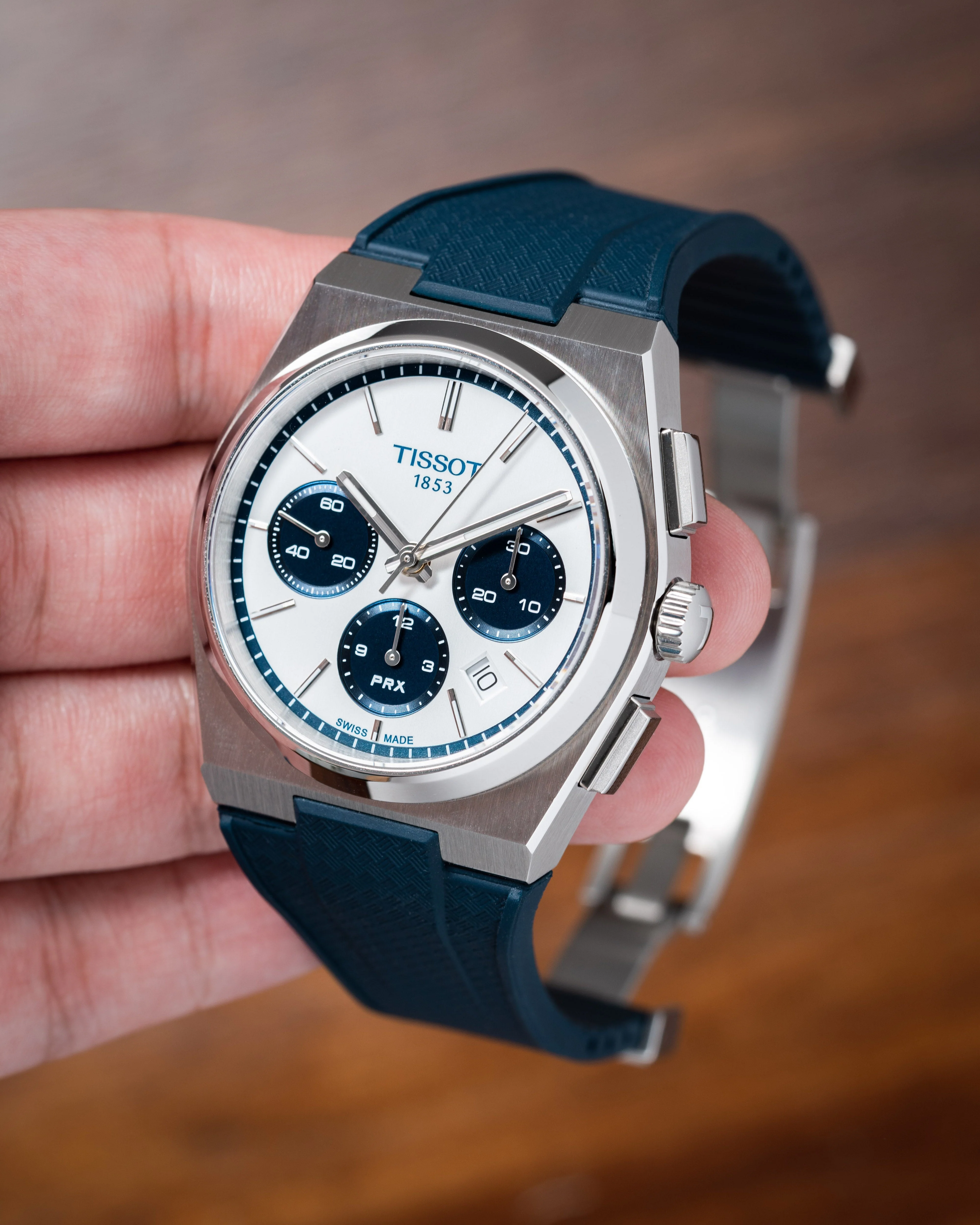 Navy CTS Rubber Strap for Tissot PRX Chronograph - Image 4