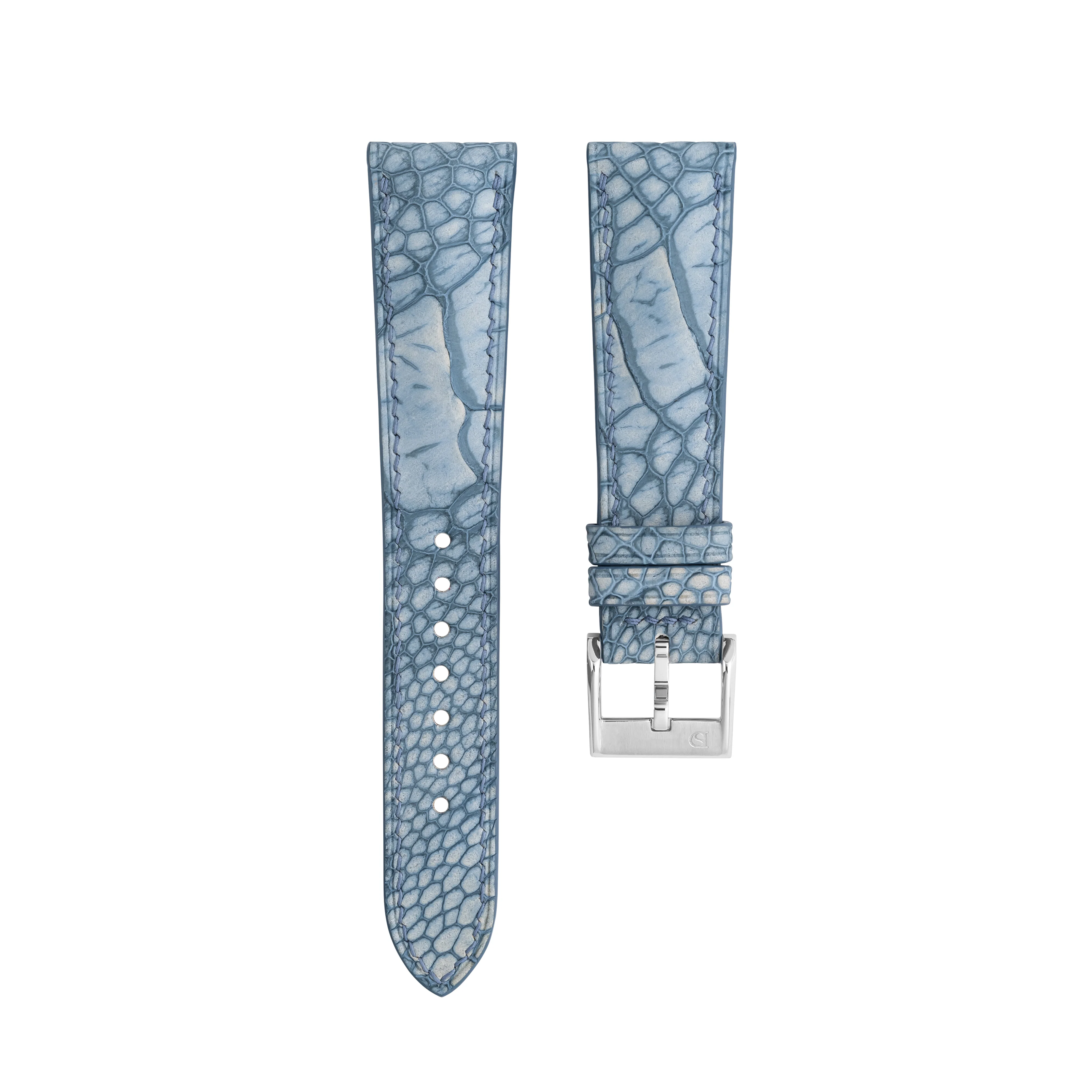Nubuck Denim Ostrich Leg Signature Strap