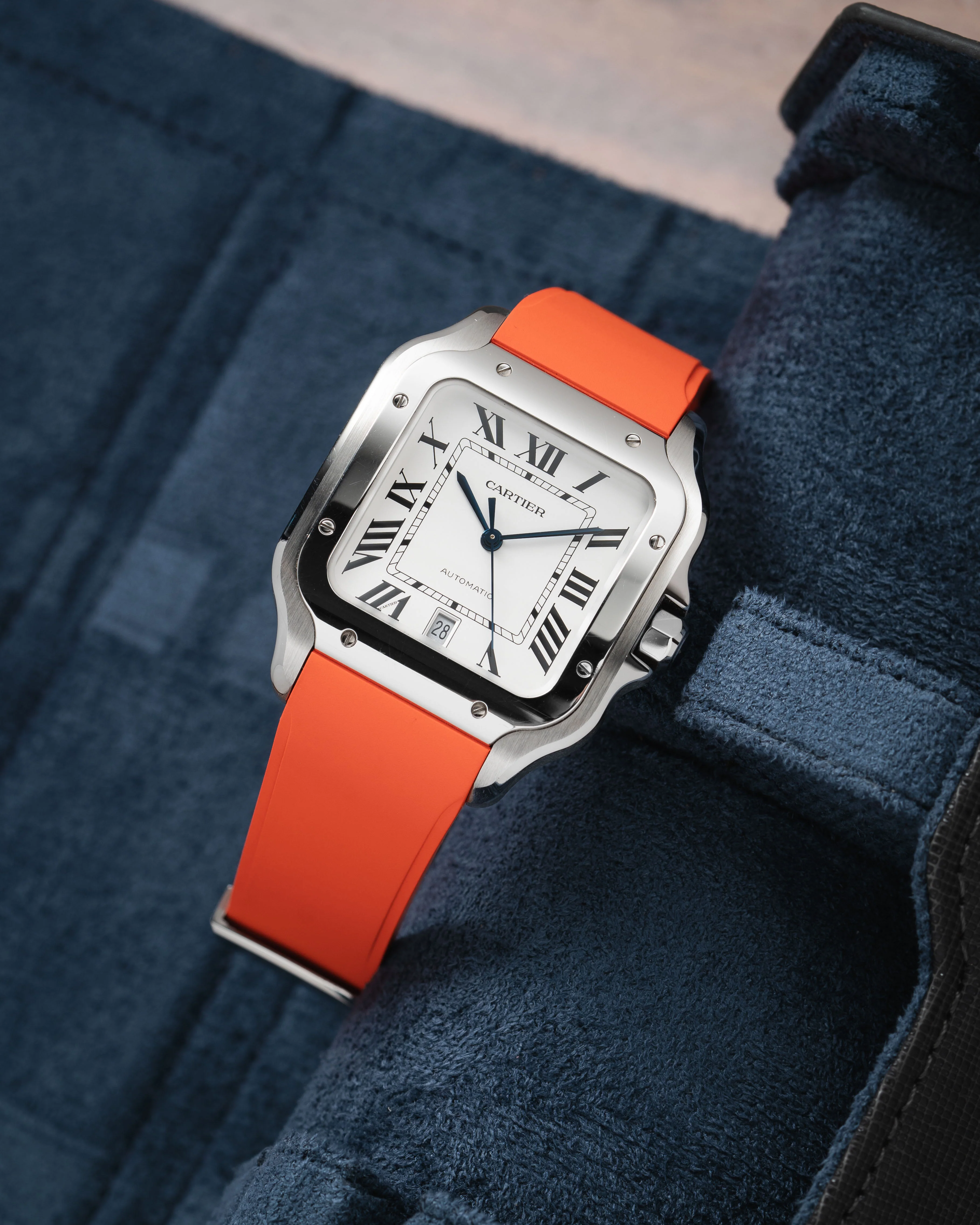 Orange CTS Rubber Strap for Cartier Santos de Cartier - Image 3