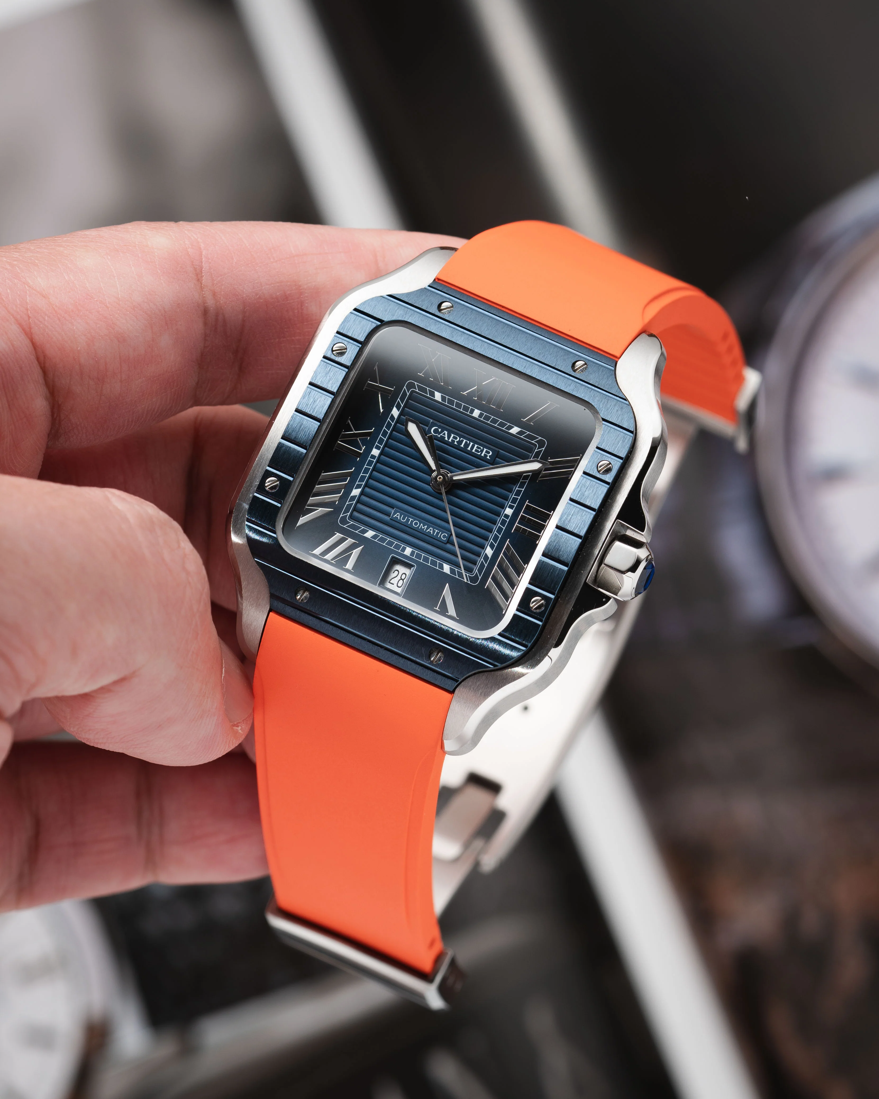Orange CTS Rubber Strap for Cartier Santos de Cartier - Image 4