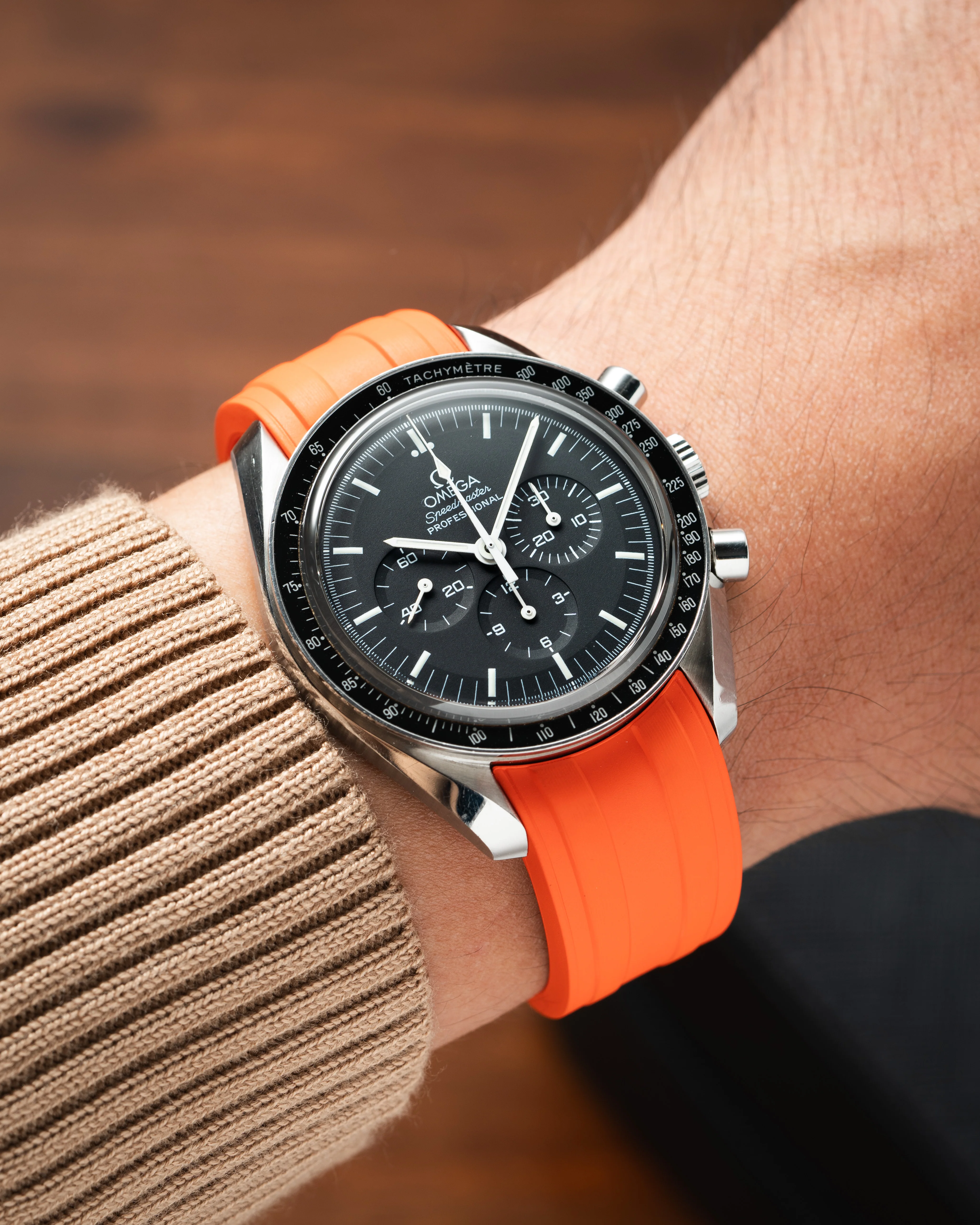 Orange CTS Rubber Strap for Omega Speedmaster & Swatch MoonSwatch - Image 3