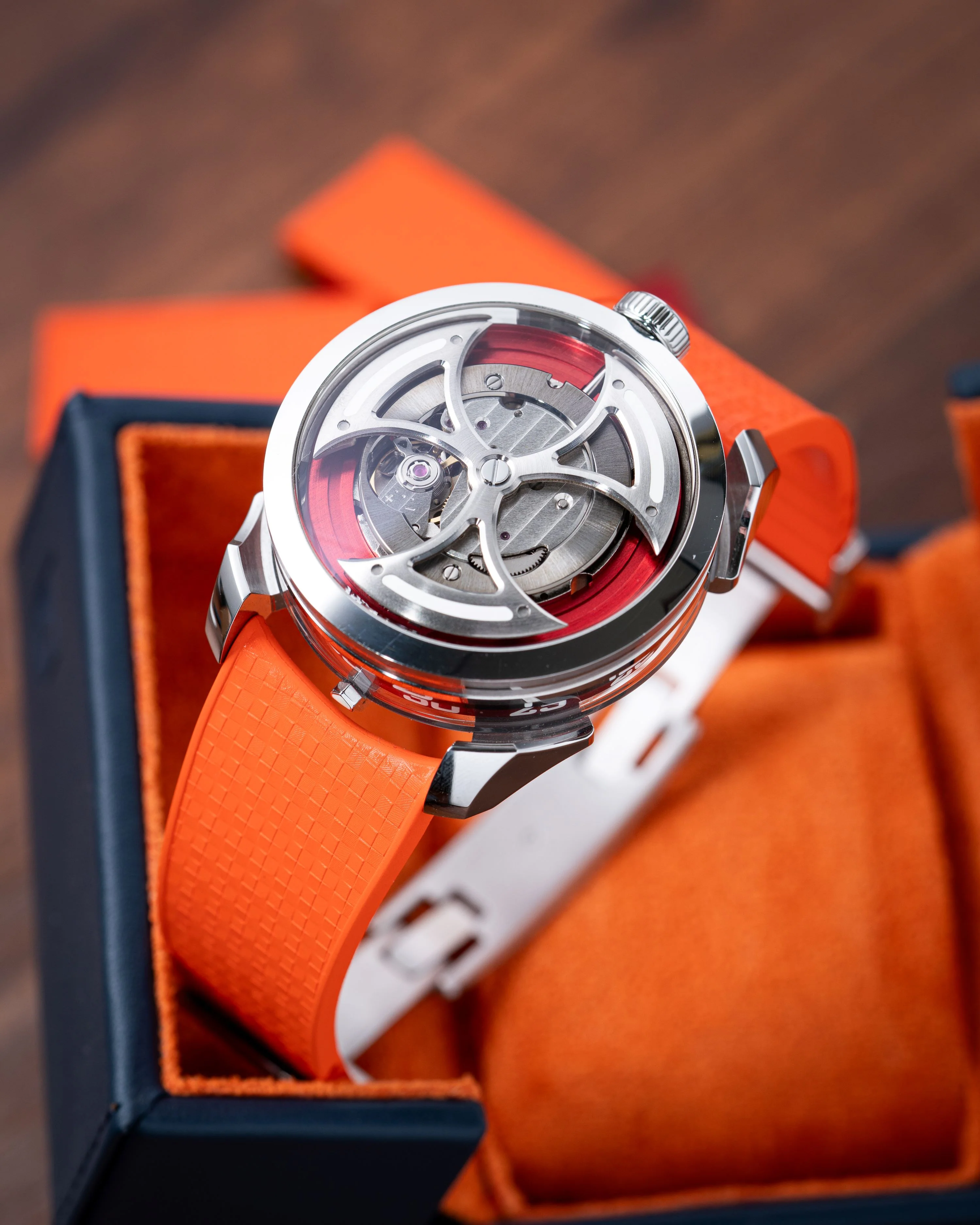 Orange Curved CTS Rubber Strap for MB&F MAD1 - Image 3