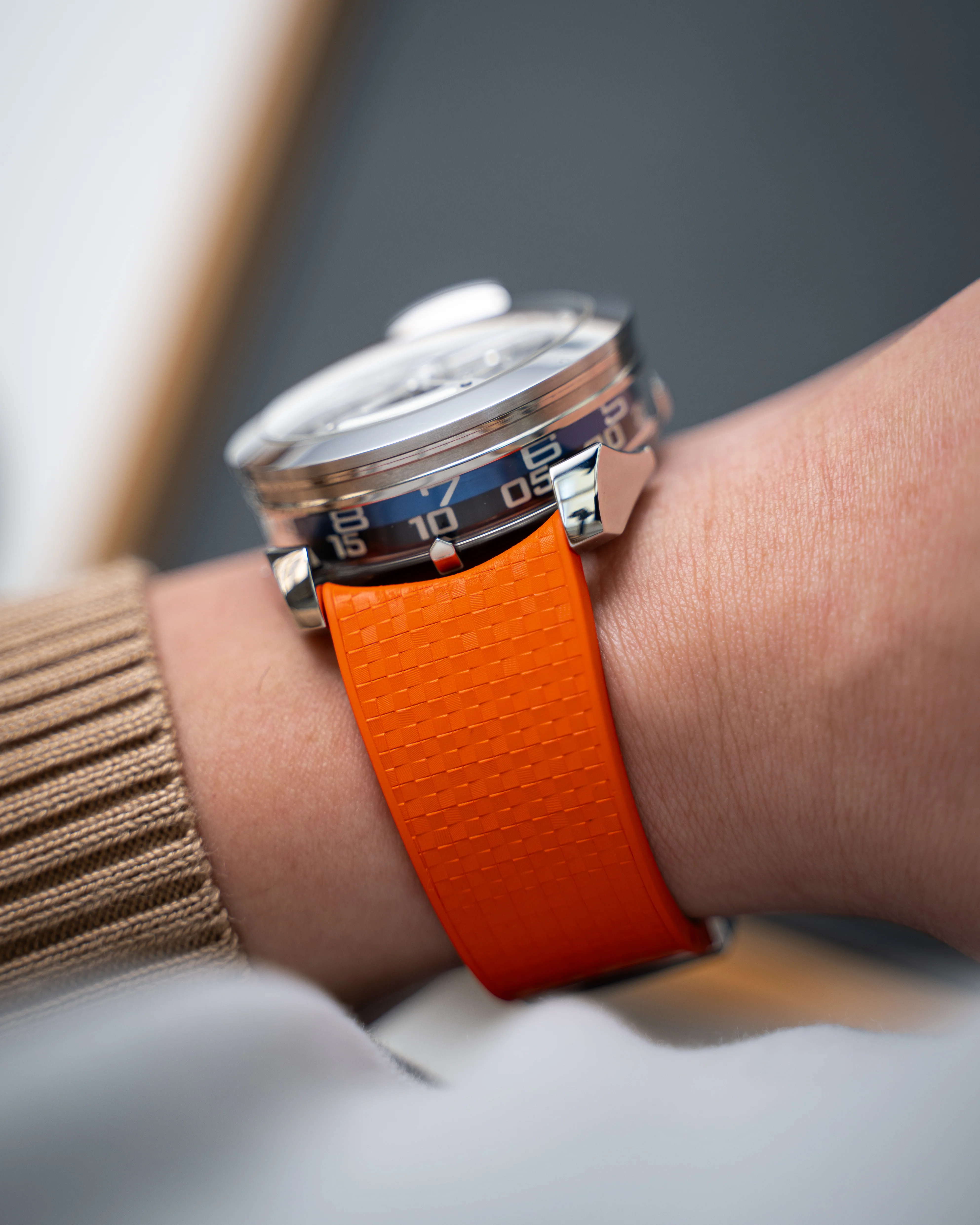 Orange Curved CTS Rubber Strap for MB&F MAD1 - Image 4
