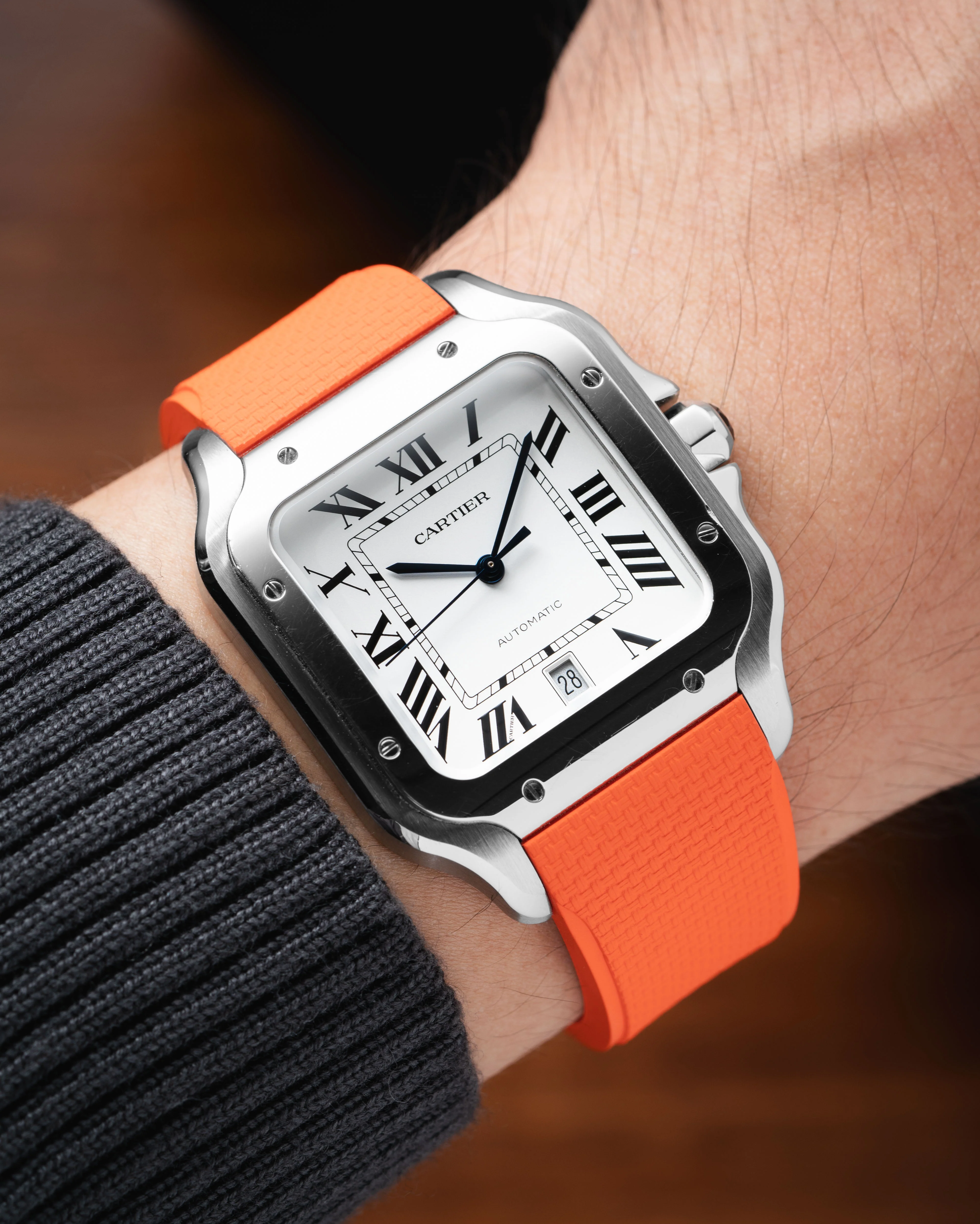 Orange Sailcloth CTS Rubber Strap for Cartier Santos de Cartier - Image 3