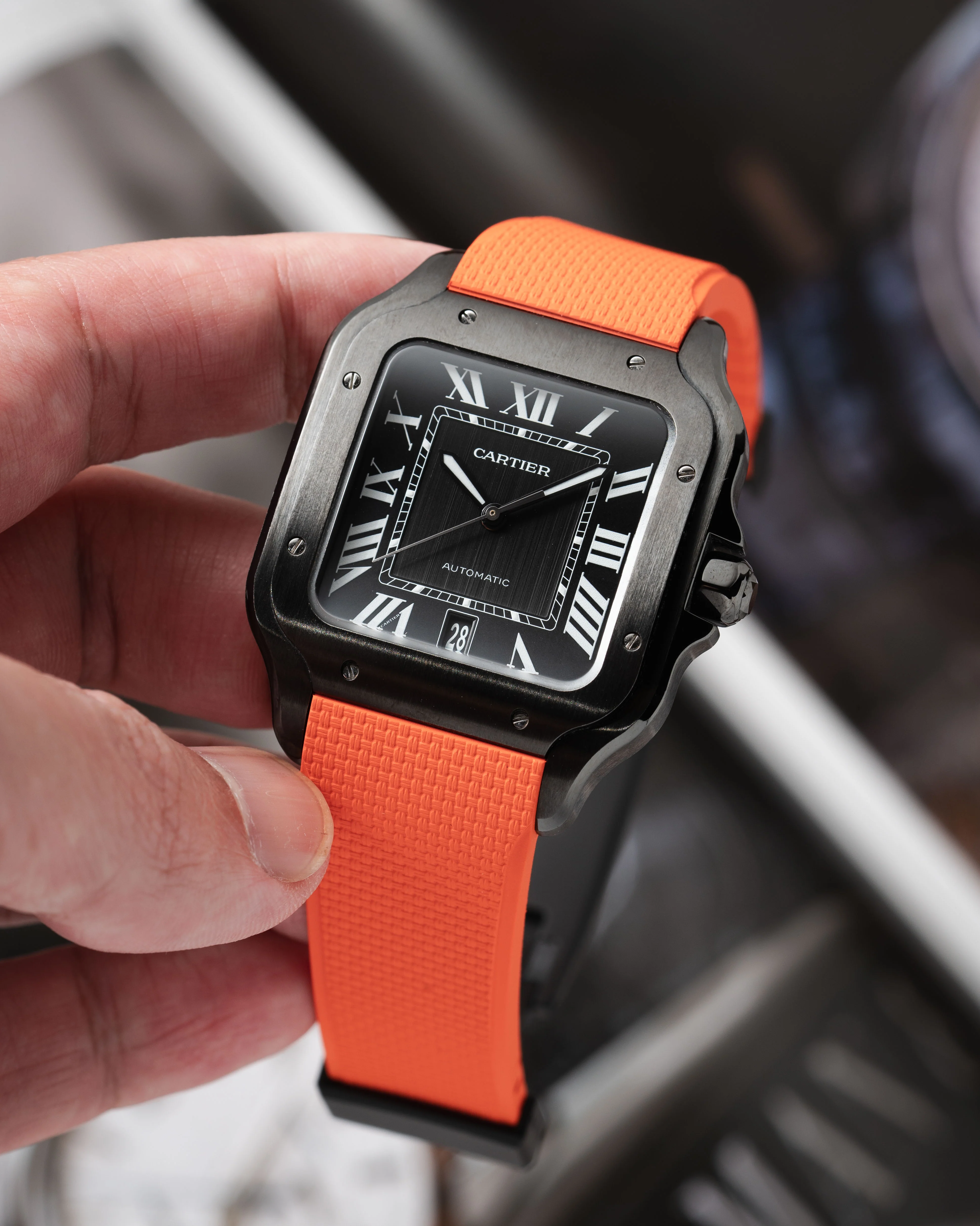 Orange Sailcloth CTS Rubber Strap for Cartier Santos de Cartier - Image 4