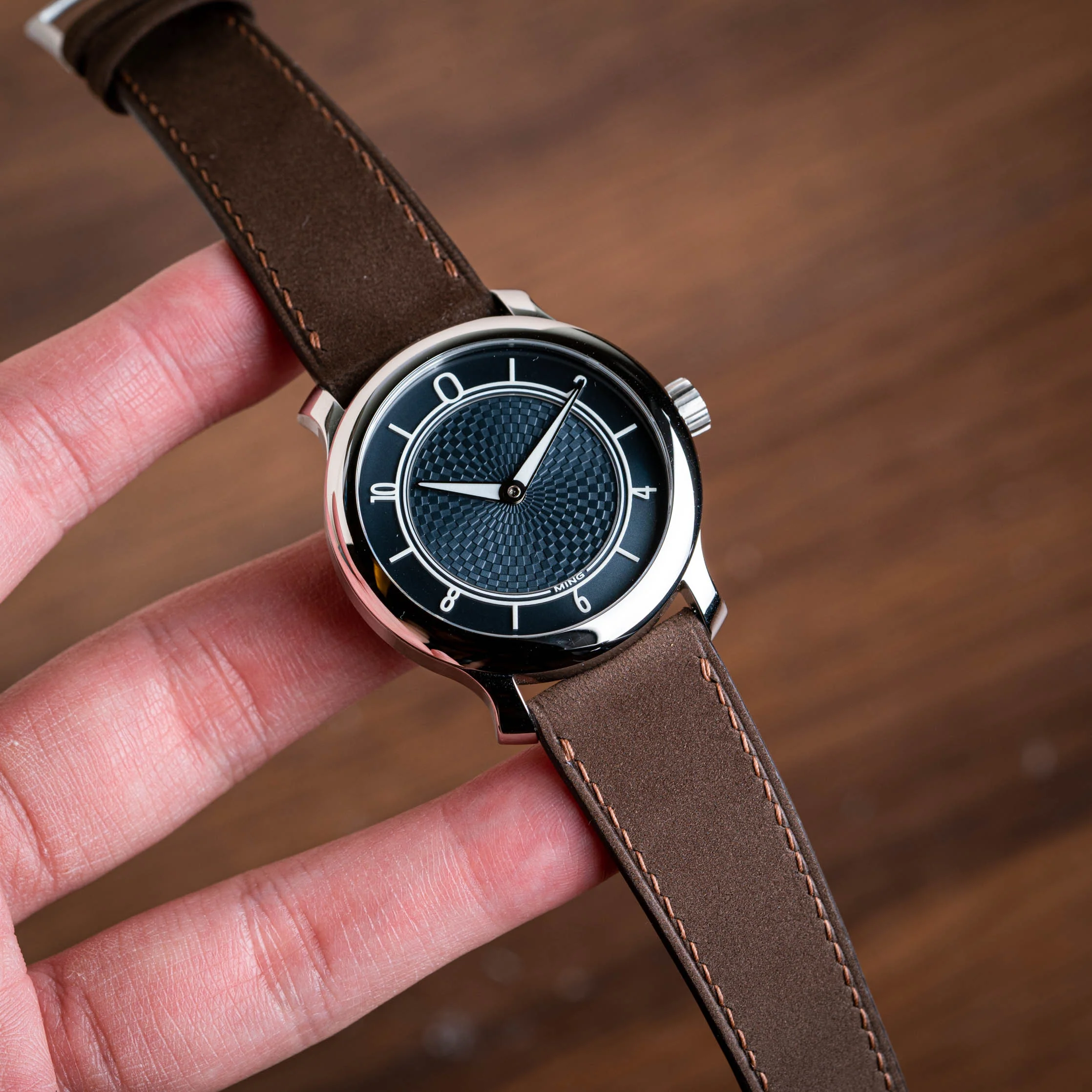 Overstock: Dark Brown Nubuck Slim Strap - Image 5