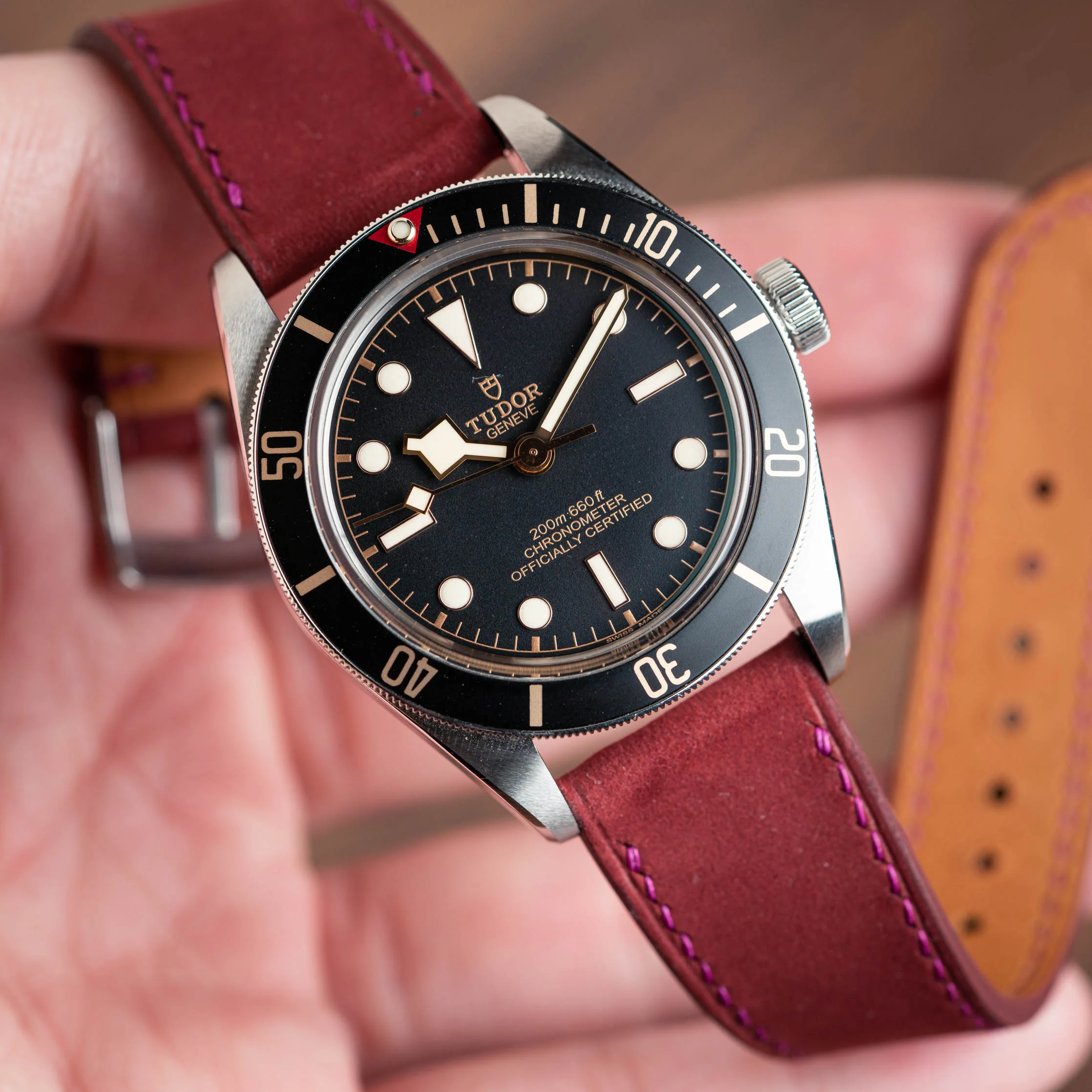 Overstock: Wine Red Nubuck Slim Strap - Image 4