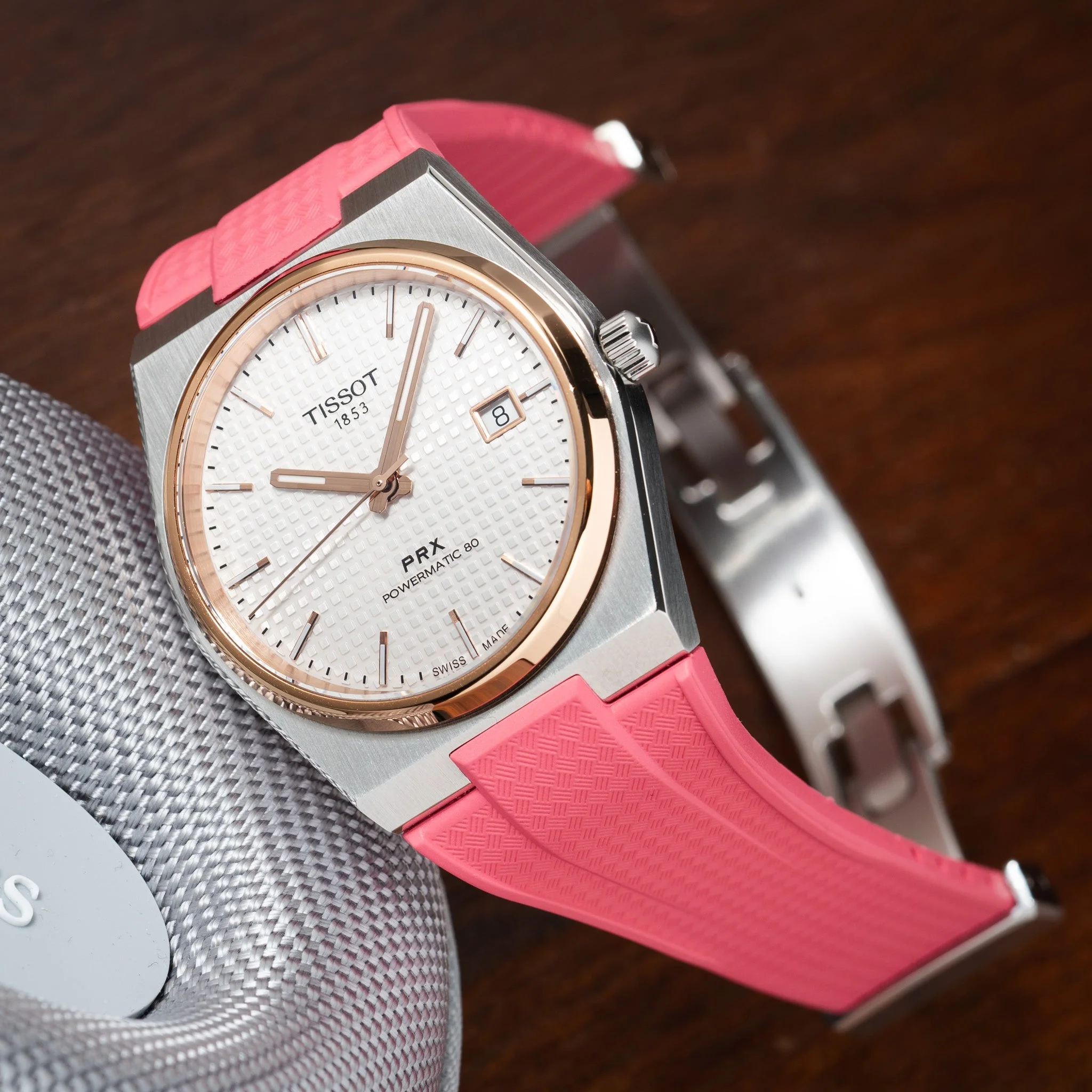 Pink CTS Rubber Strap for Tissot PRX - Image 2