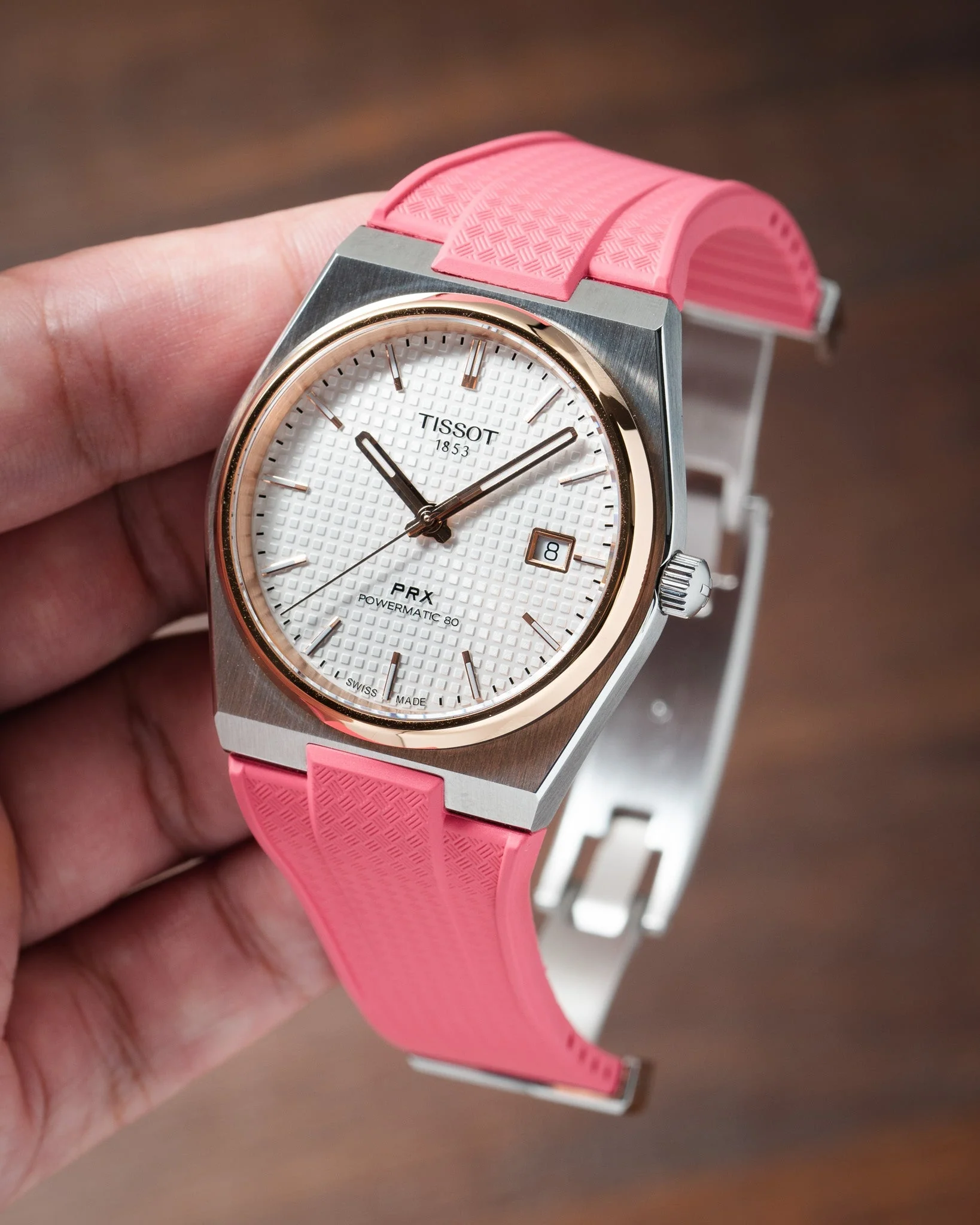 Pink CTS Rubber Strap for Tissot PRX - Image 3