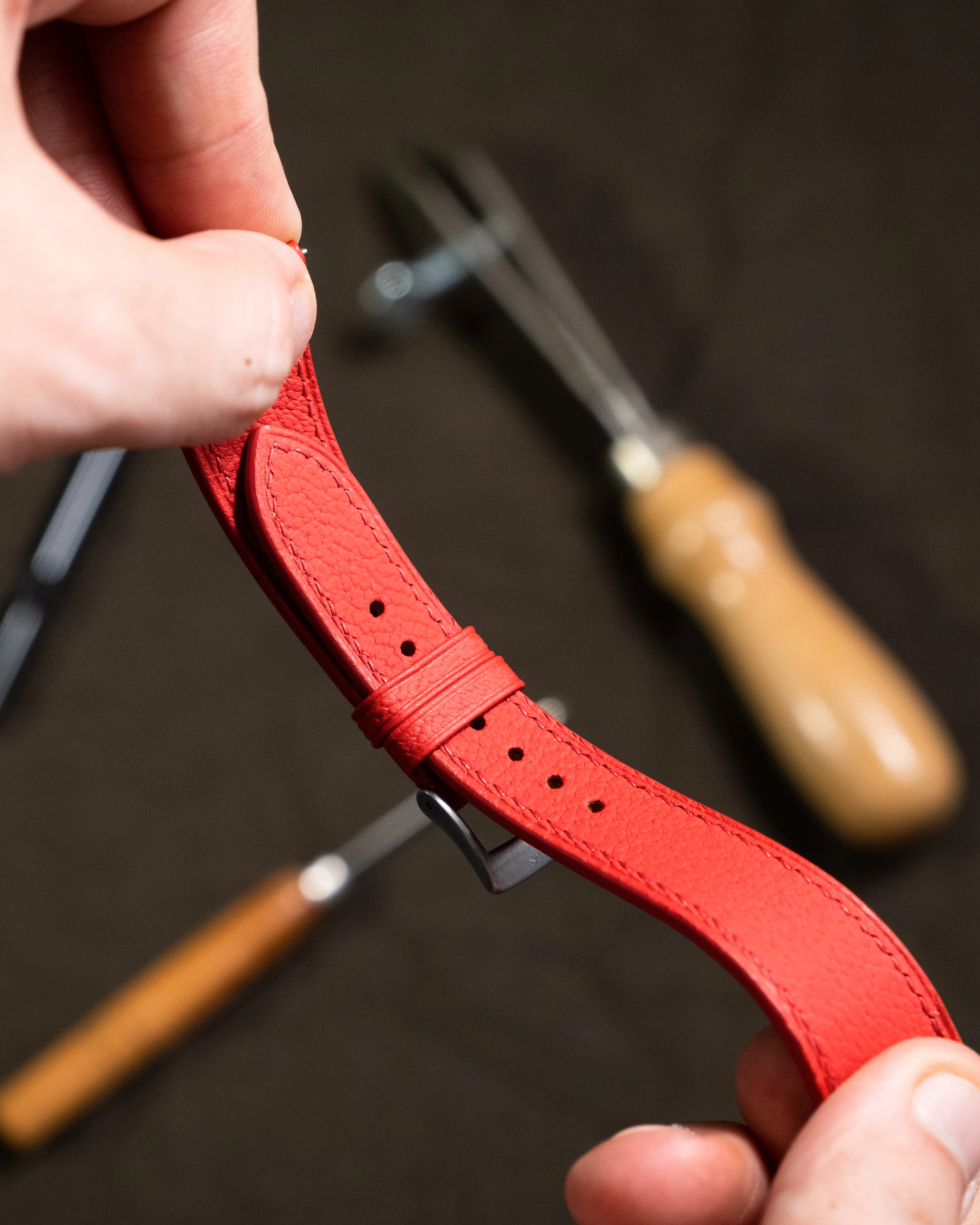 Red Chevre Slim Strap - Image 4