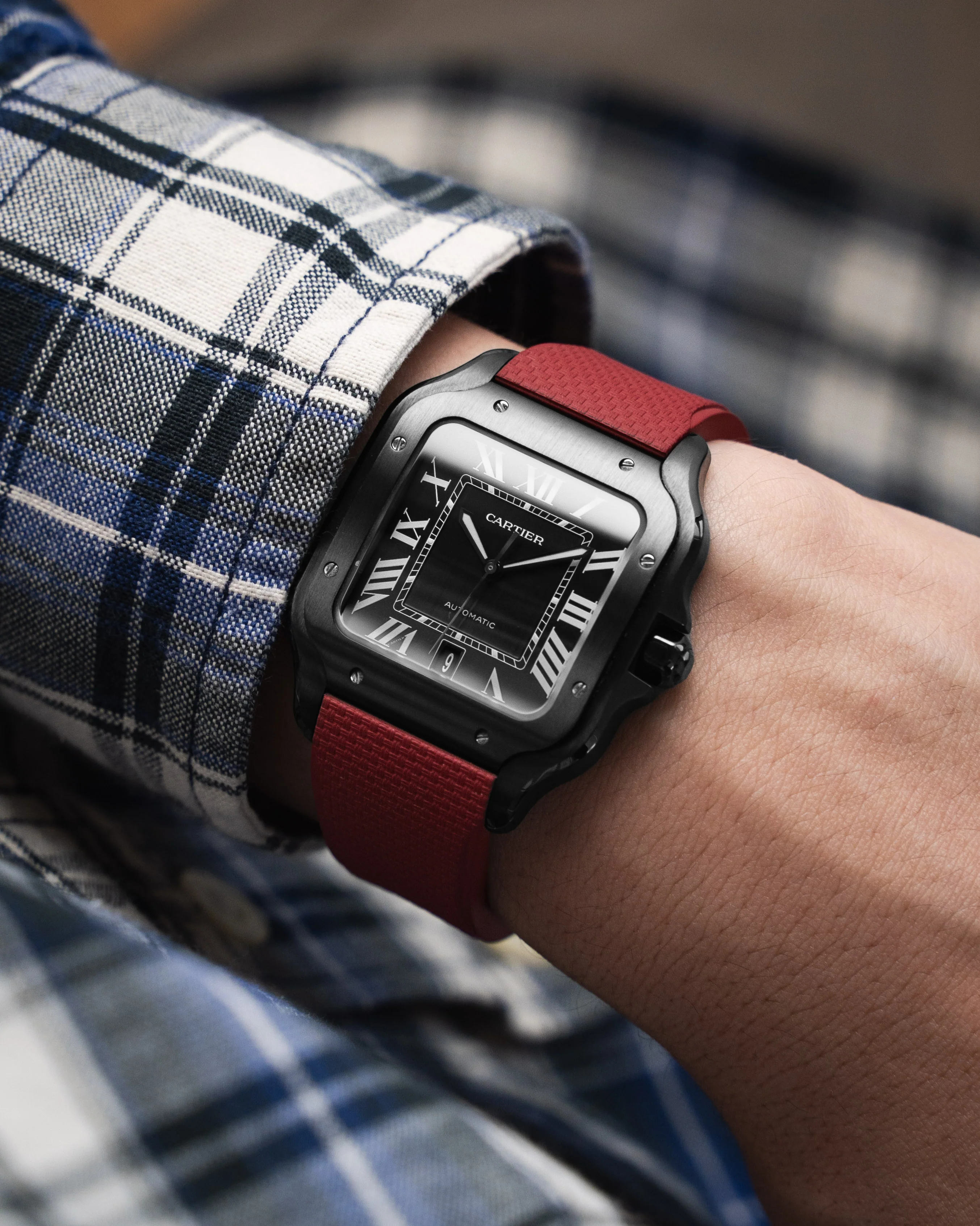 Red CTS Rubber Strap for Cartier Santos de Cartier - Image 2
