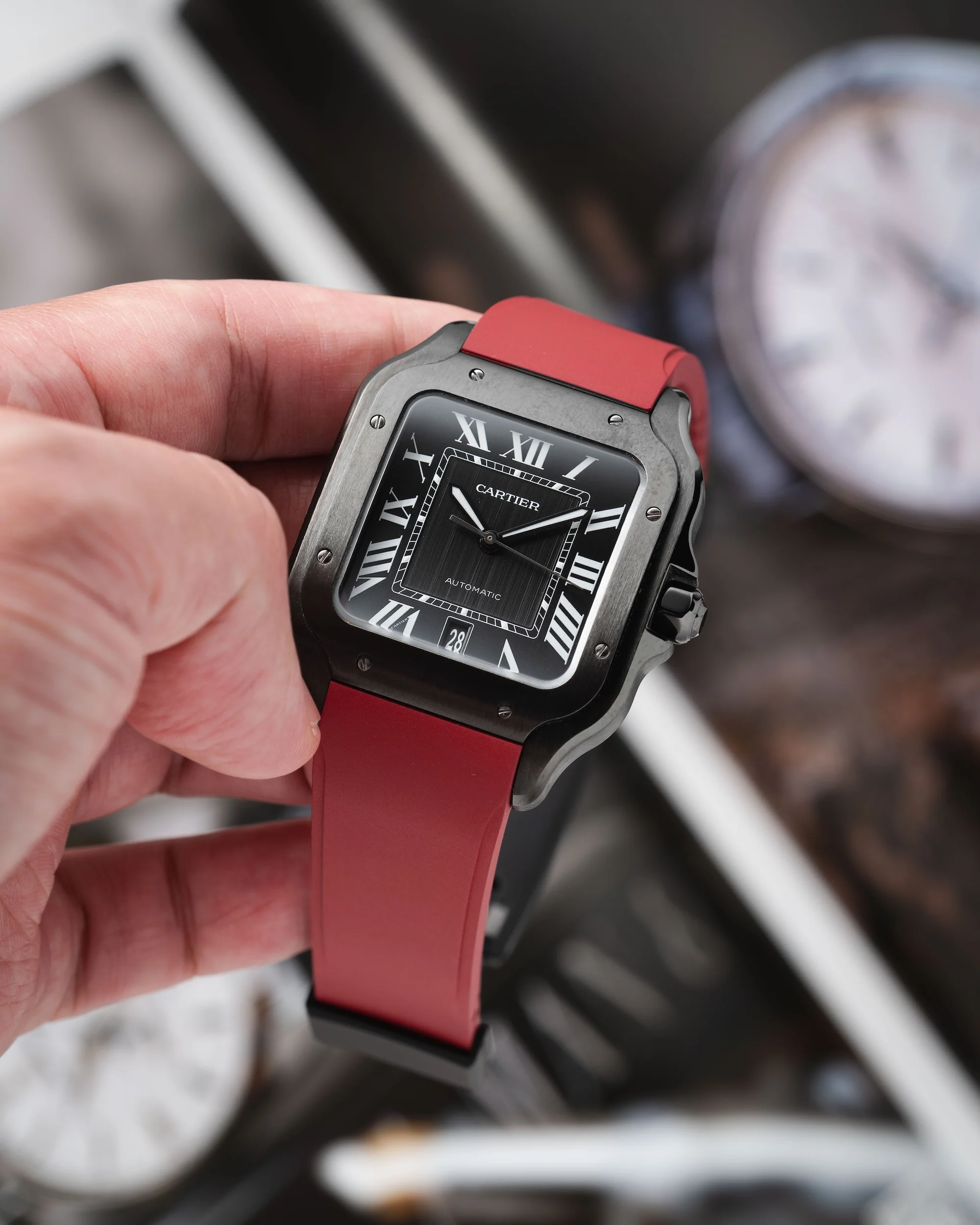 Red CTS Rubber Strap for Cartier Santos de Cartier - Image 5