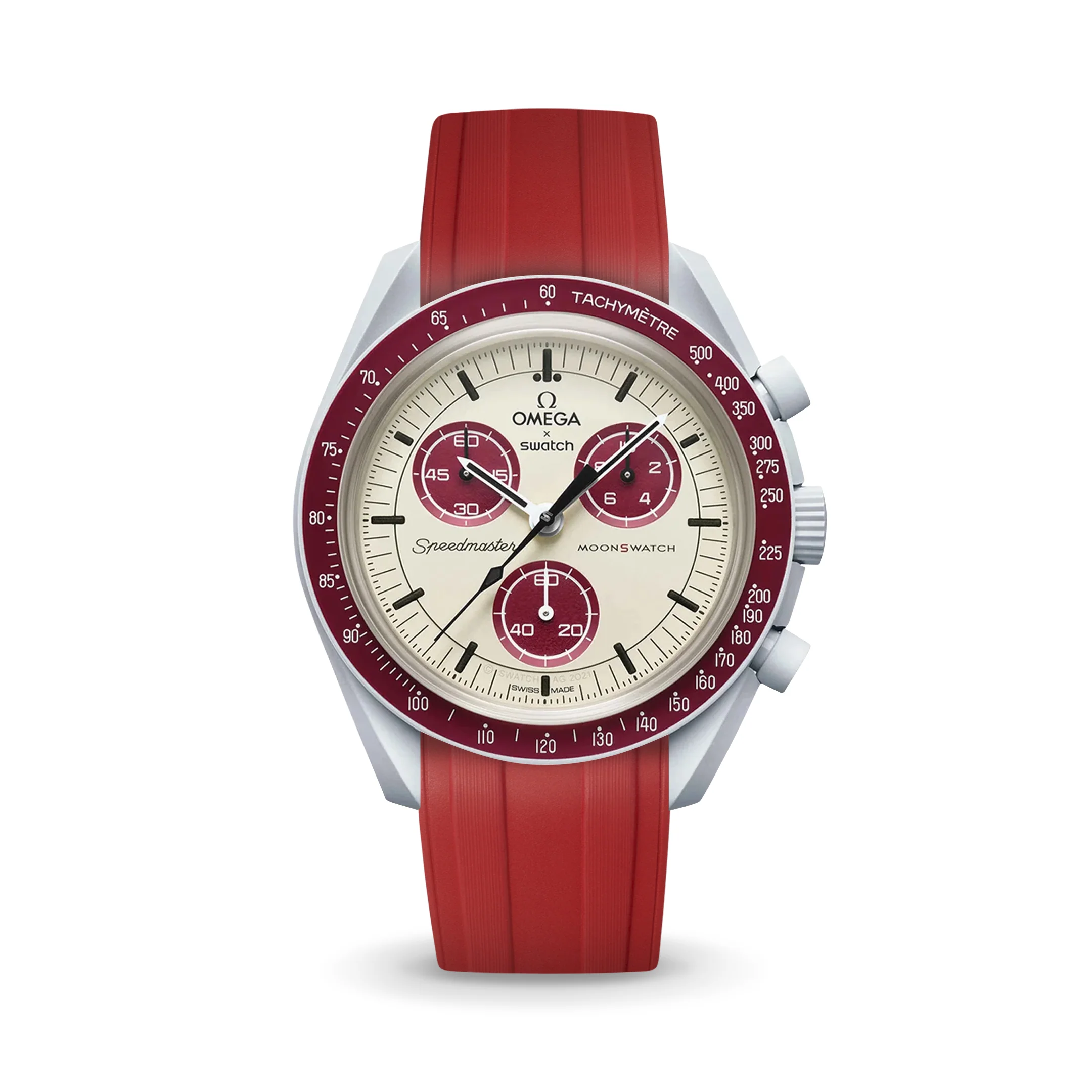 Red CTS Rubber Strap for Omega Speedmaster & Swatch MoonSwatch - Image 2