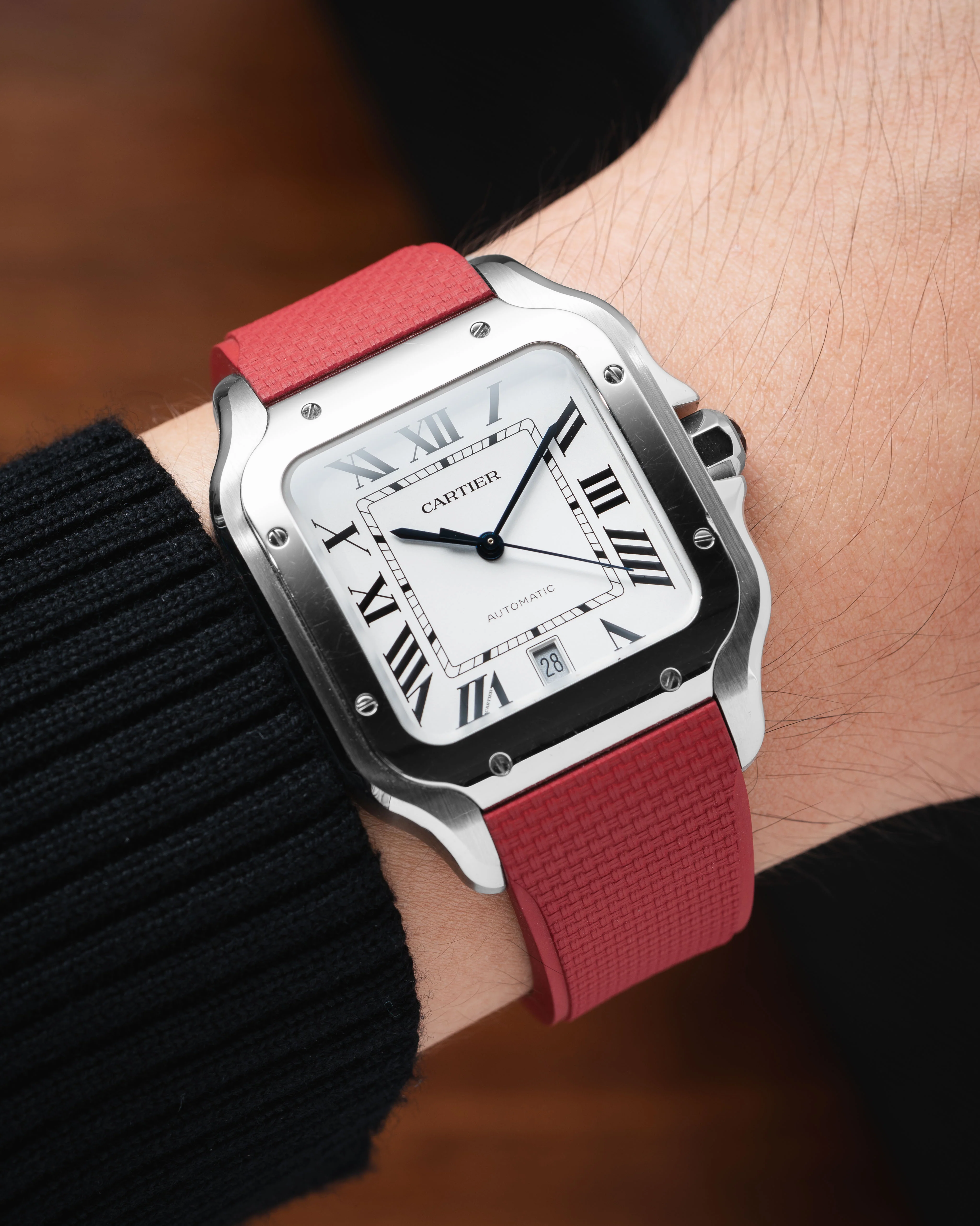 Red Sailcloth CTS Rubber Strap for Cartier Santos de Cartier - Image 3