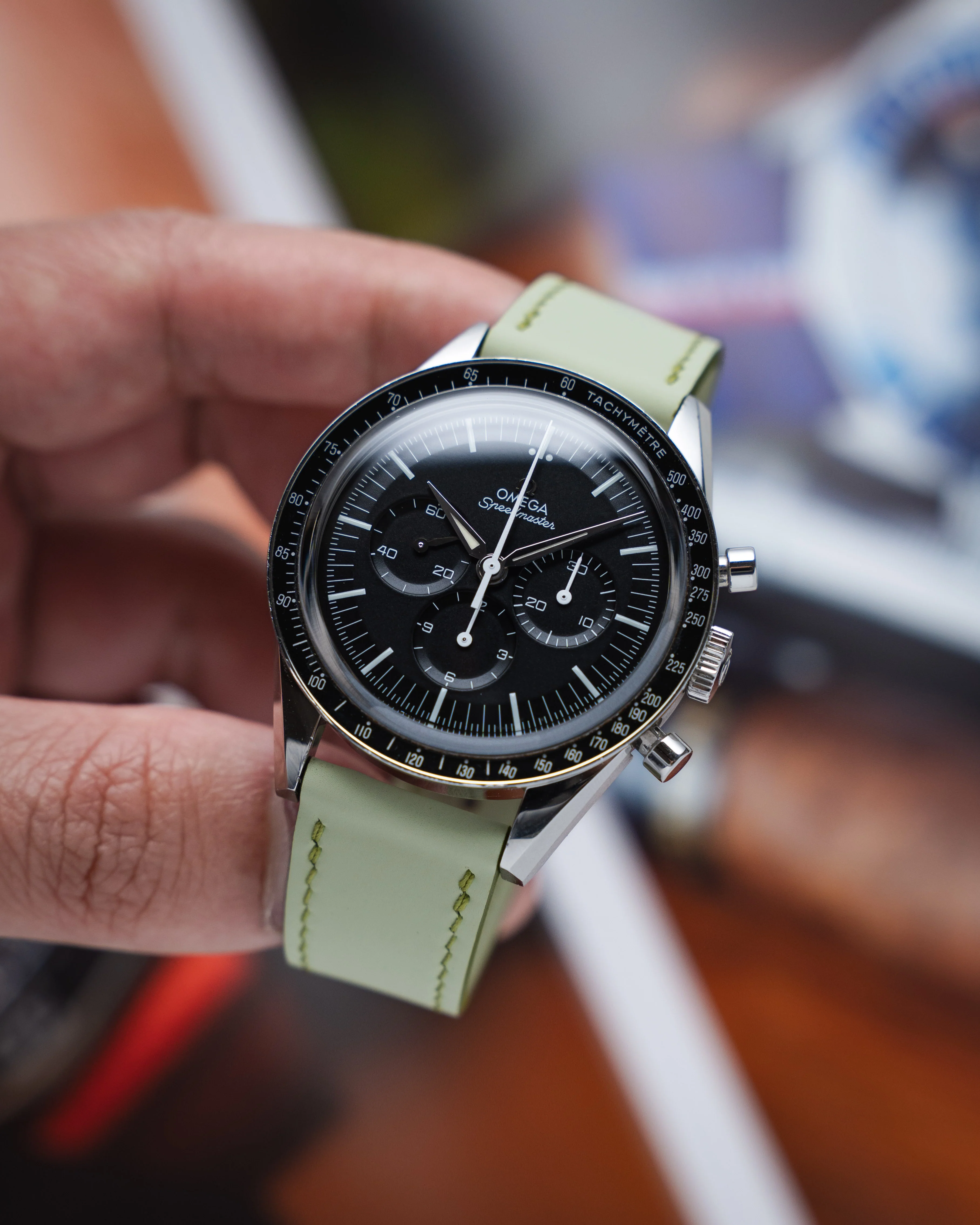 Sage Green Rubberised Leather (Smooth) Slim Strap - Image 4