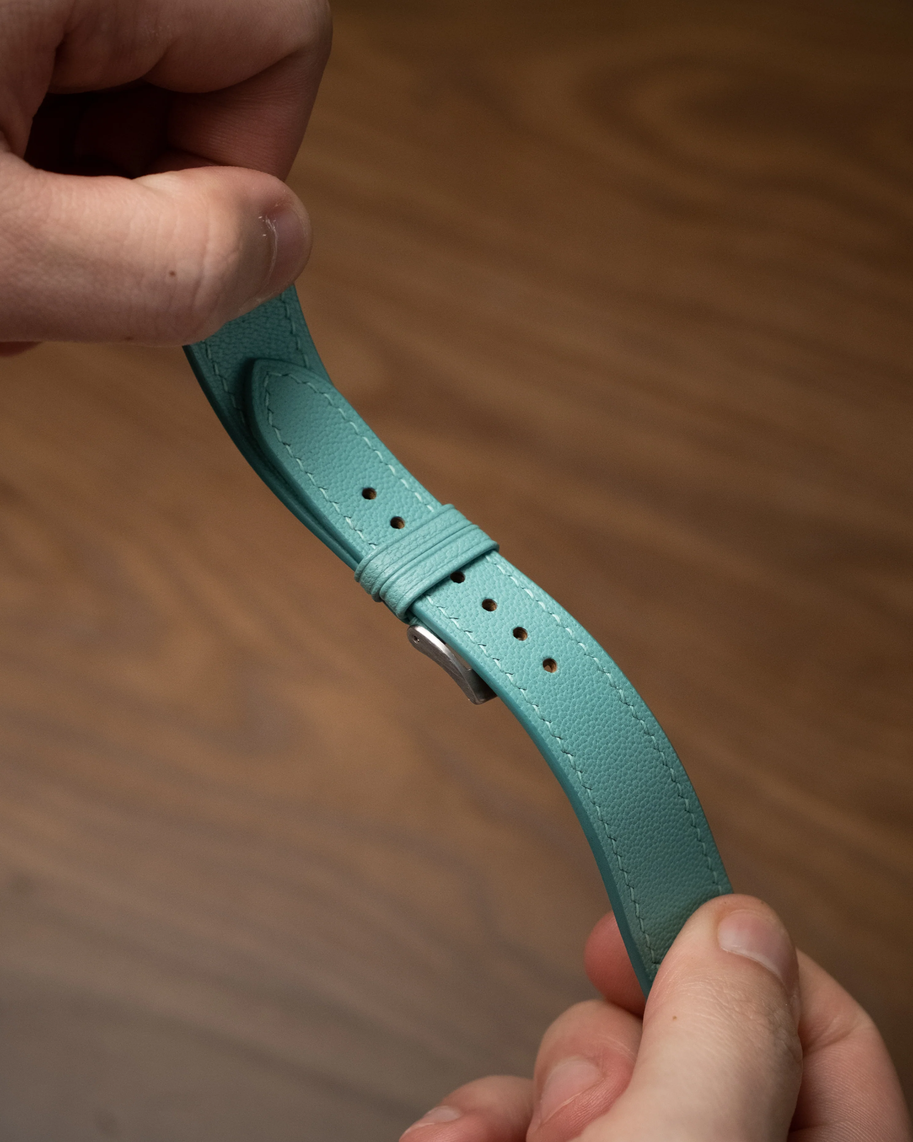 Overstock: Turquoise Chevre Slim (Curved) Strap - Image 3