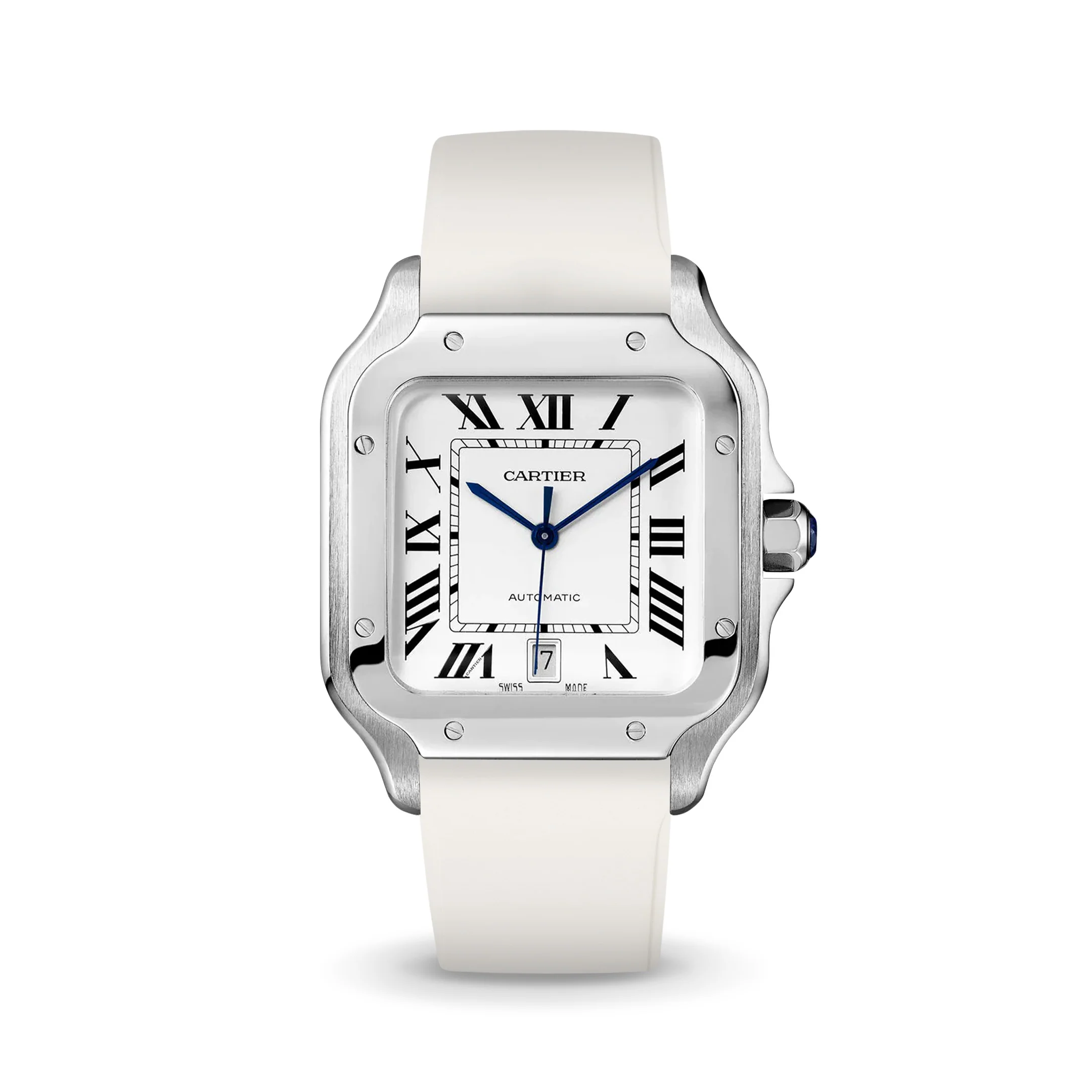 White CTS Rubber Strap for Cartier Santos de Cartier