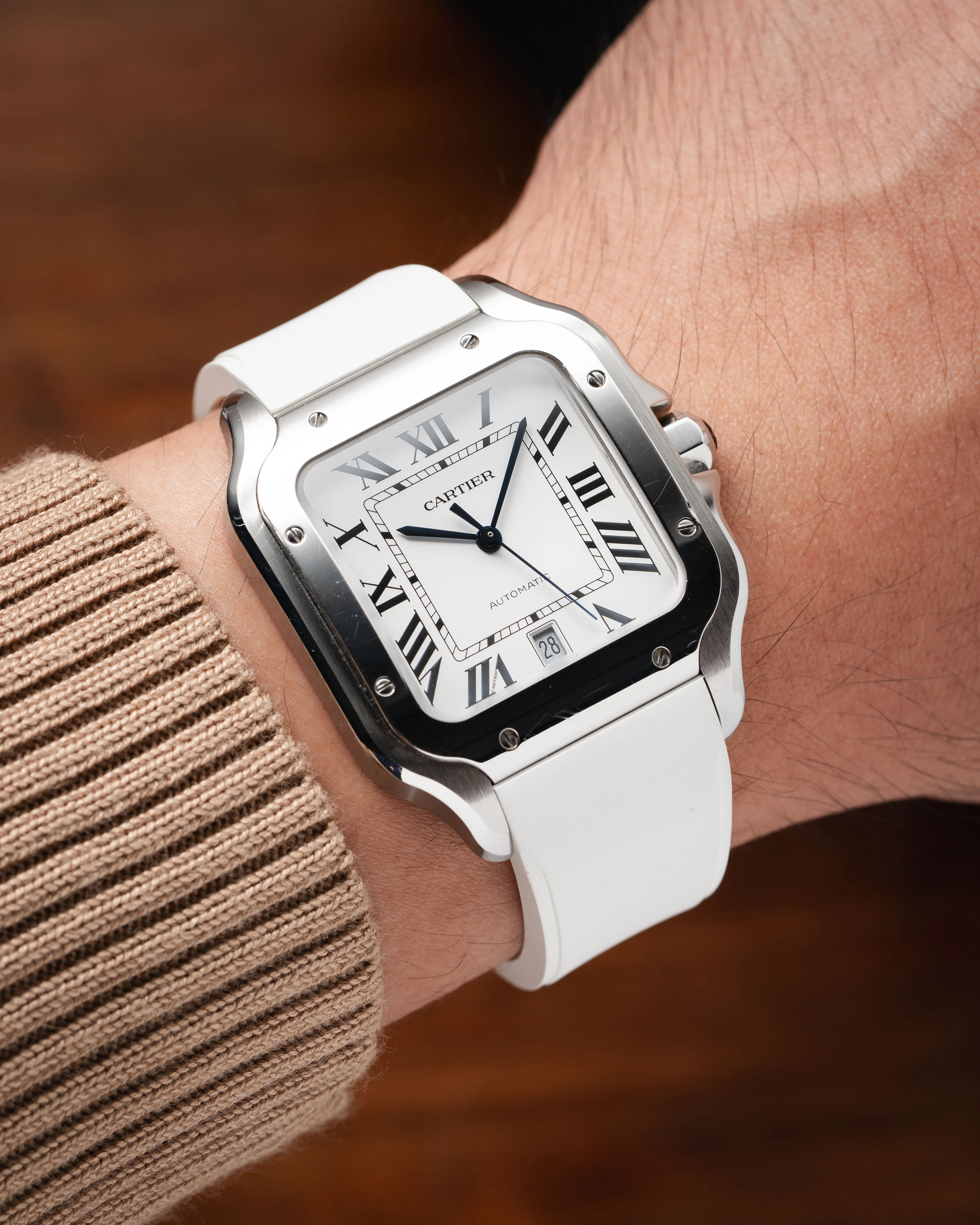 White CTS Rubber Strap for Cartier Santos de Cartier - Image 2