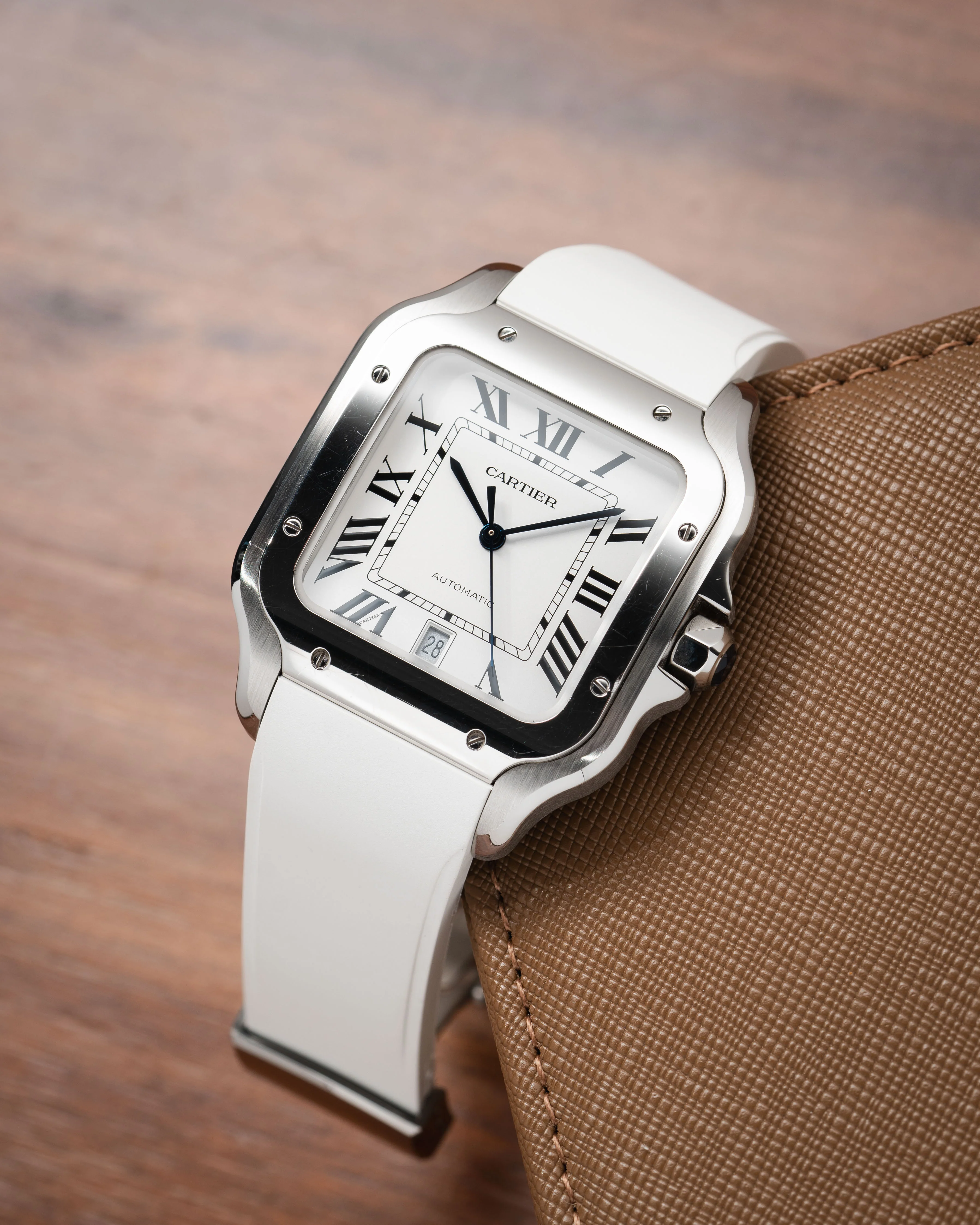 White CTS Rubber Strap for Cartier Santos de Cartier - Image 3