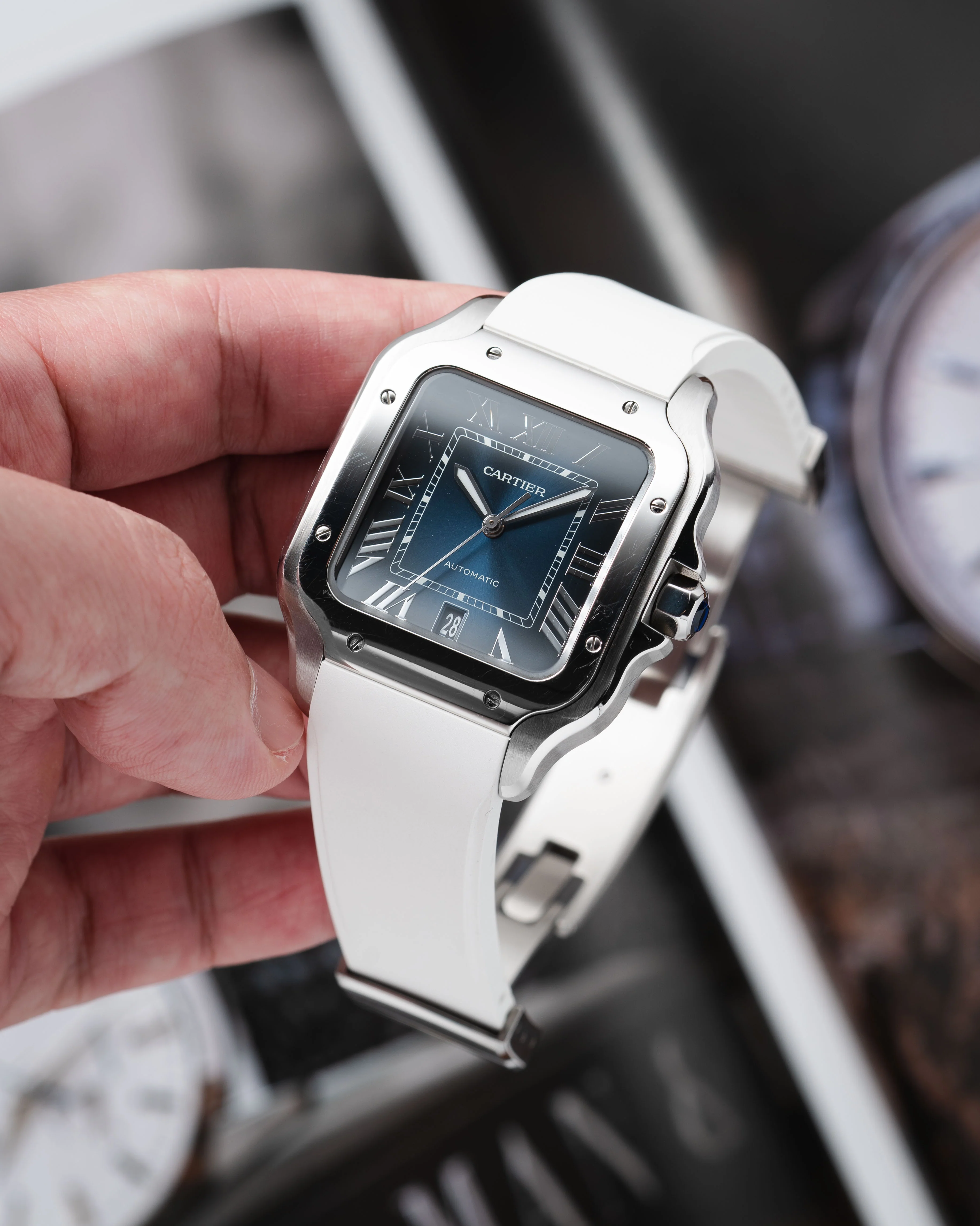 White CTS Rubber Strap for Cartier Santos de Cartier - Image 4