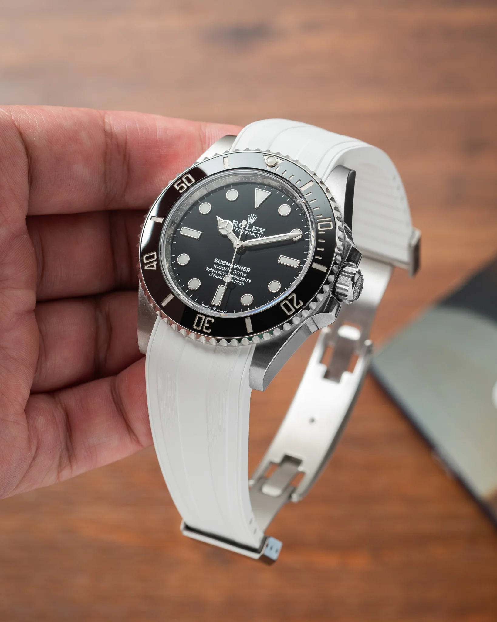 White CTS Rubber Strap for Rolex Submariner 41mm - Image 2
