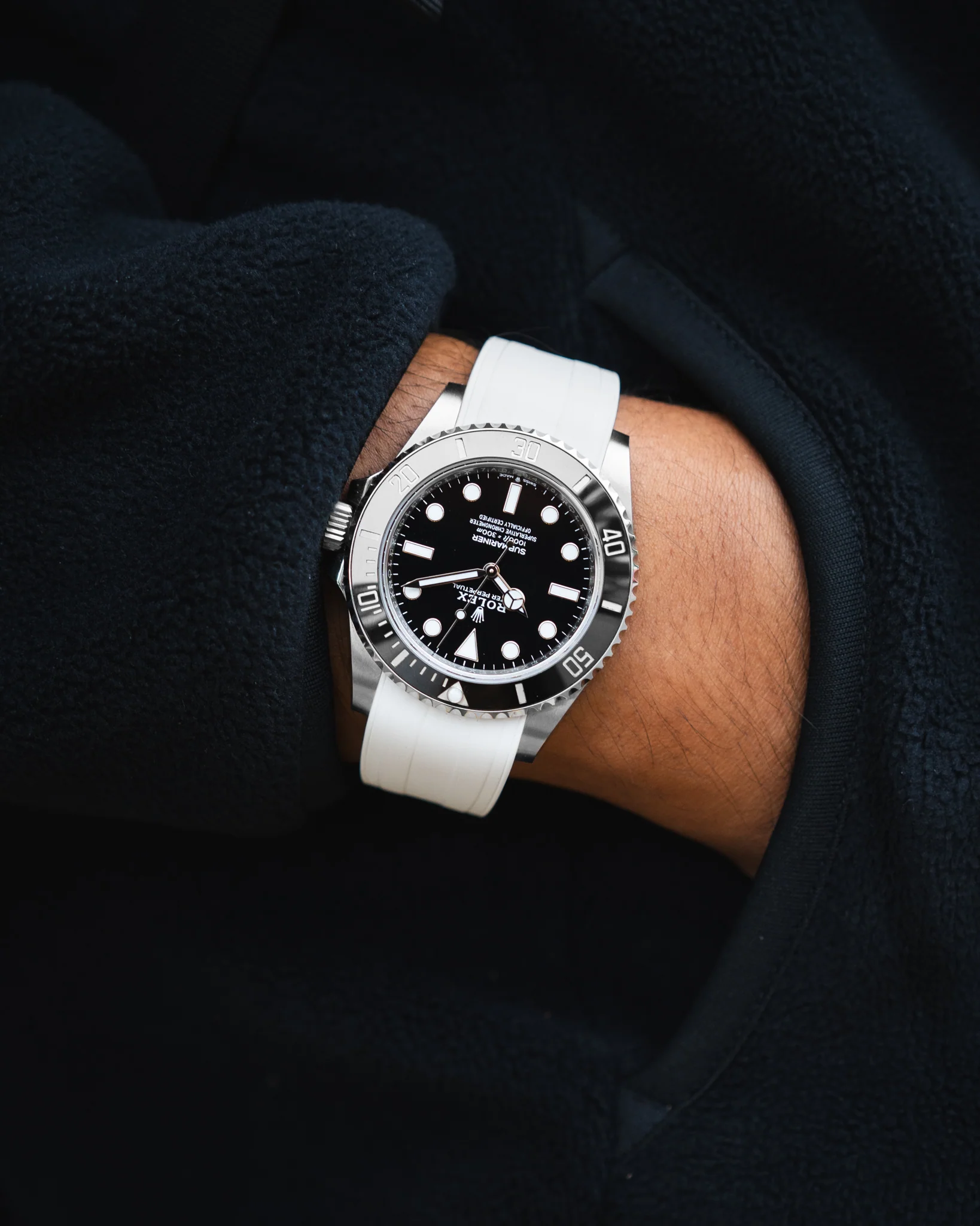White CTS Rubber Strap for Rolex Submariner 41mm - Image 5
