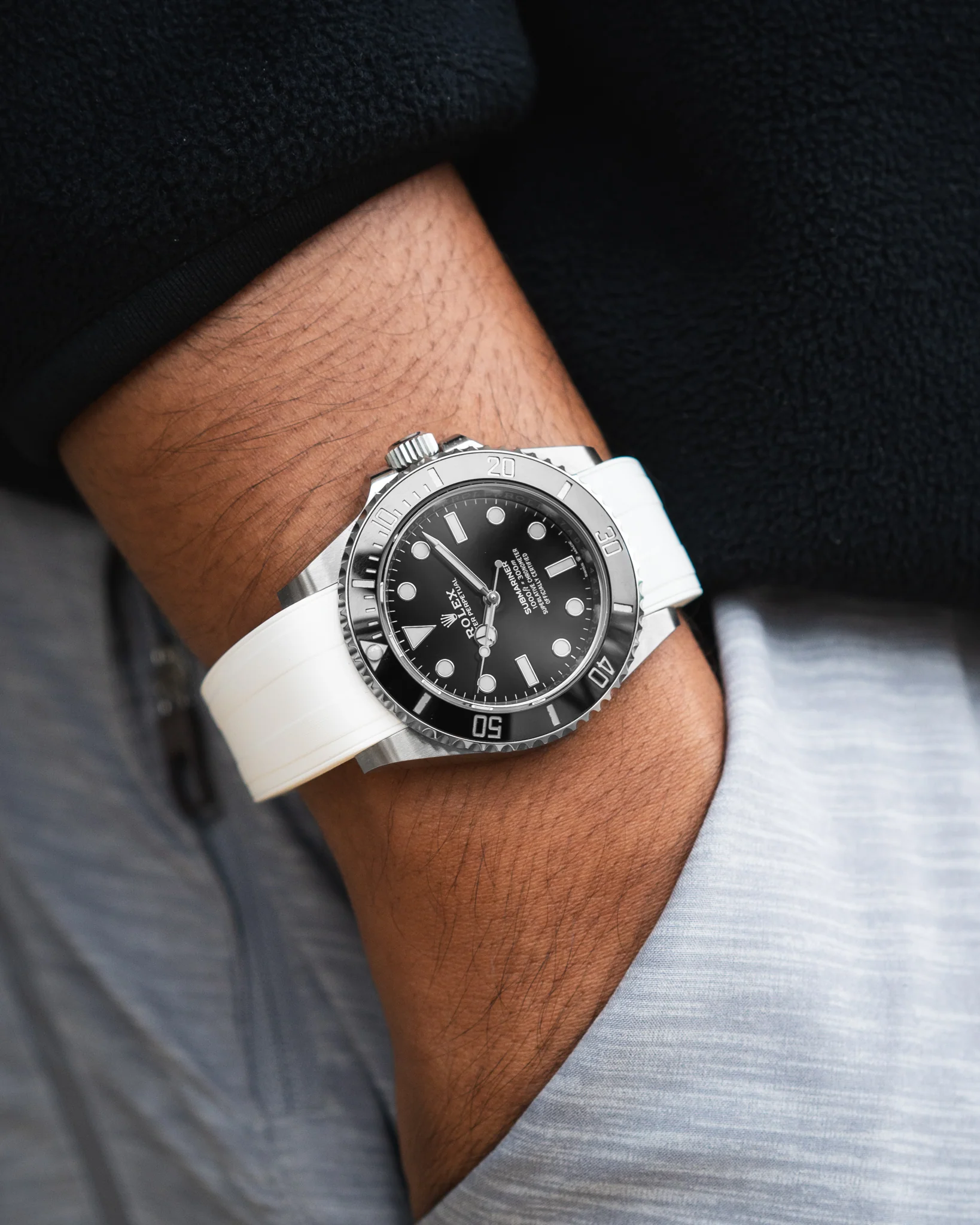 White CTS Rubber Strap for Rolex Submariner 41mm - Image 6