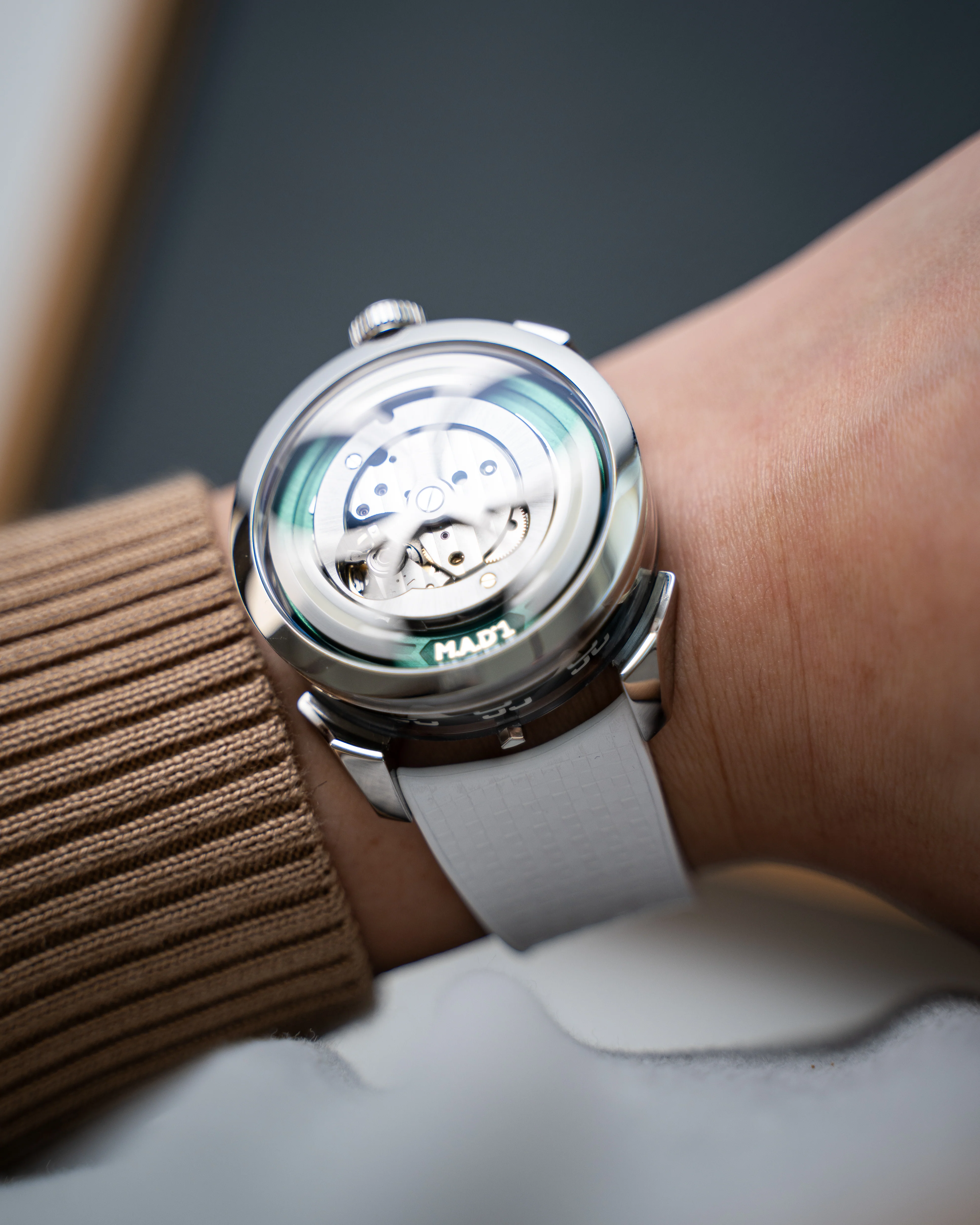 White Curved CTS Rubber Strap for MB&F MAD1 - Image 3