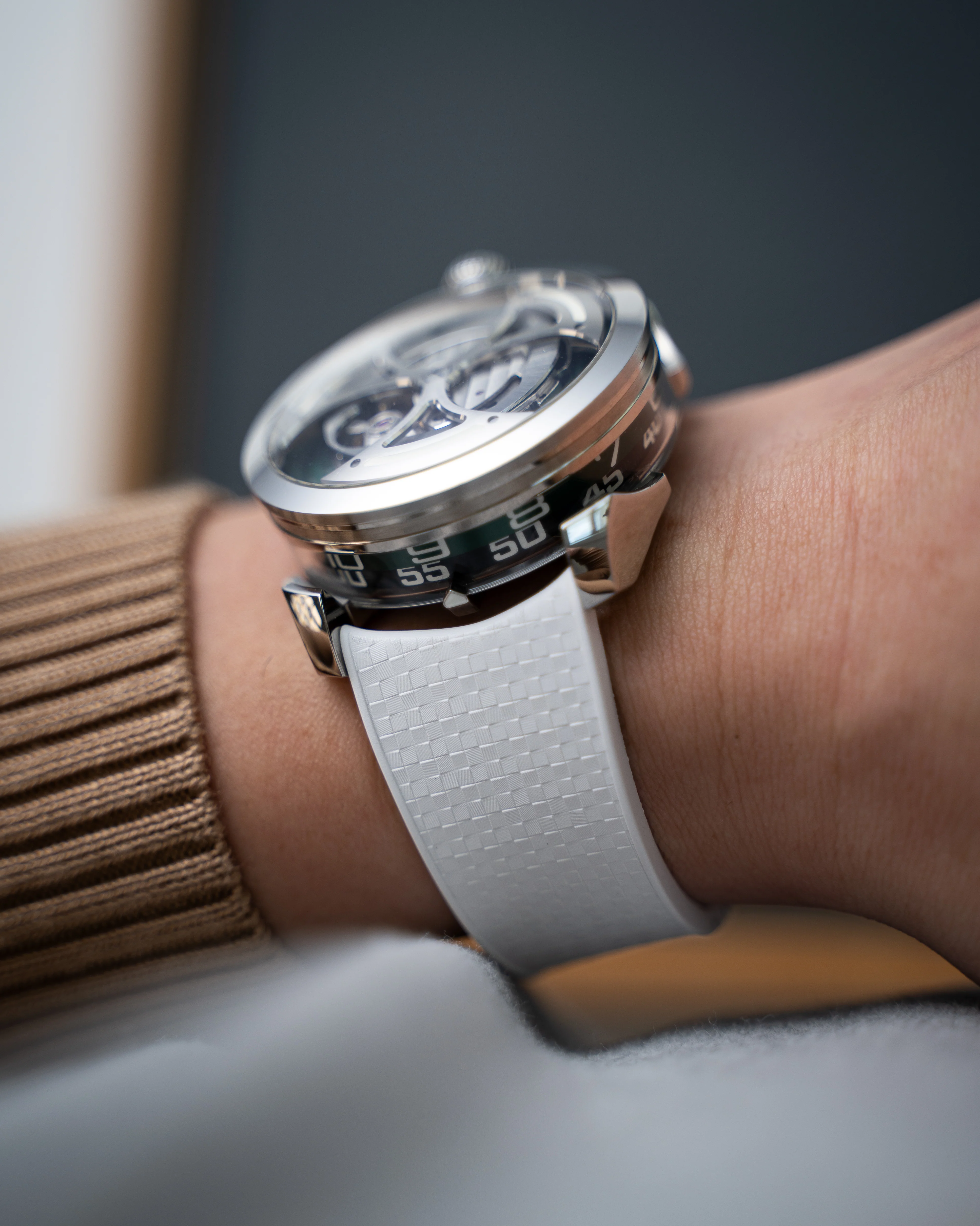White Curved CTS Rubber Strap for MB&F MAD1 - Image 4