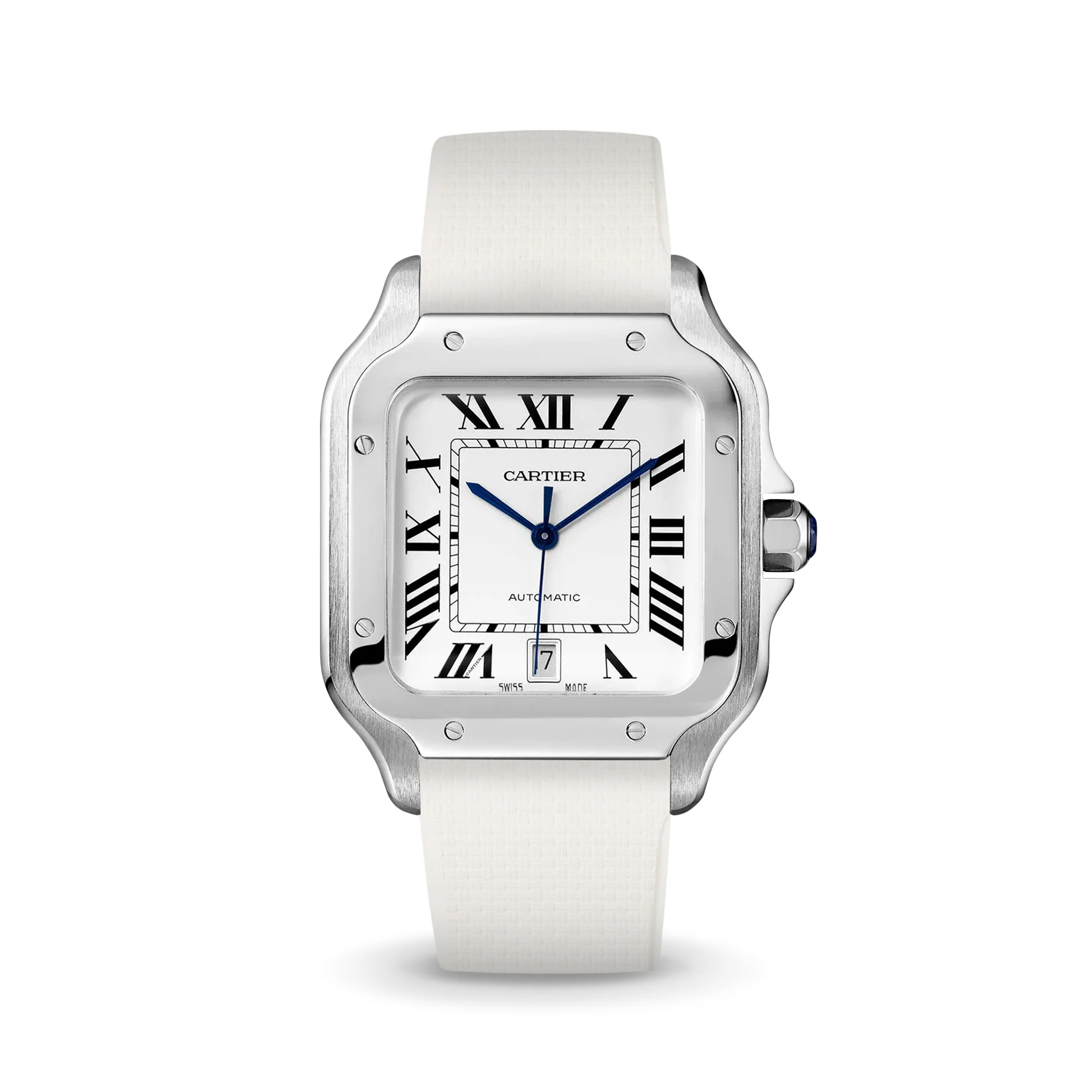 White Sailcloth CTS Rubber Strap for Cartier Santos de Cartier
