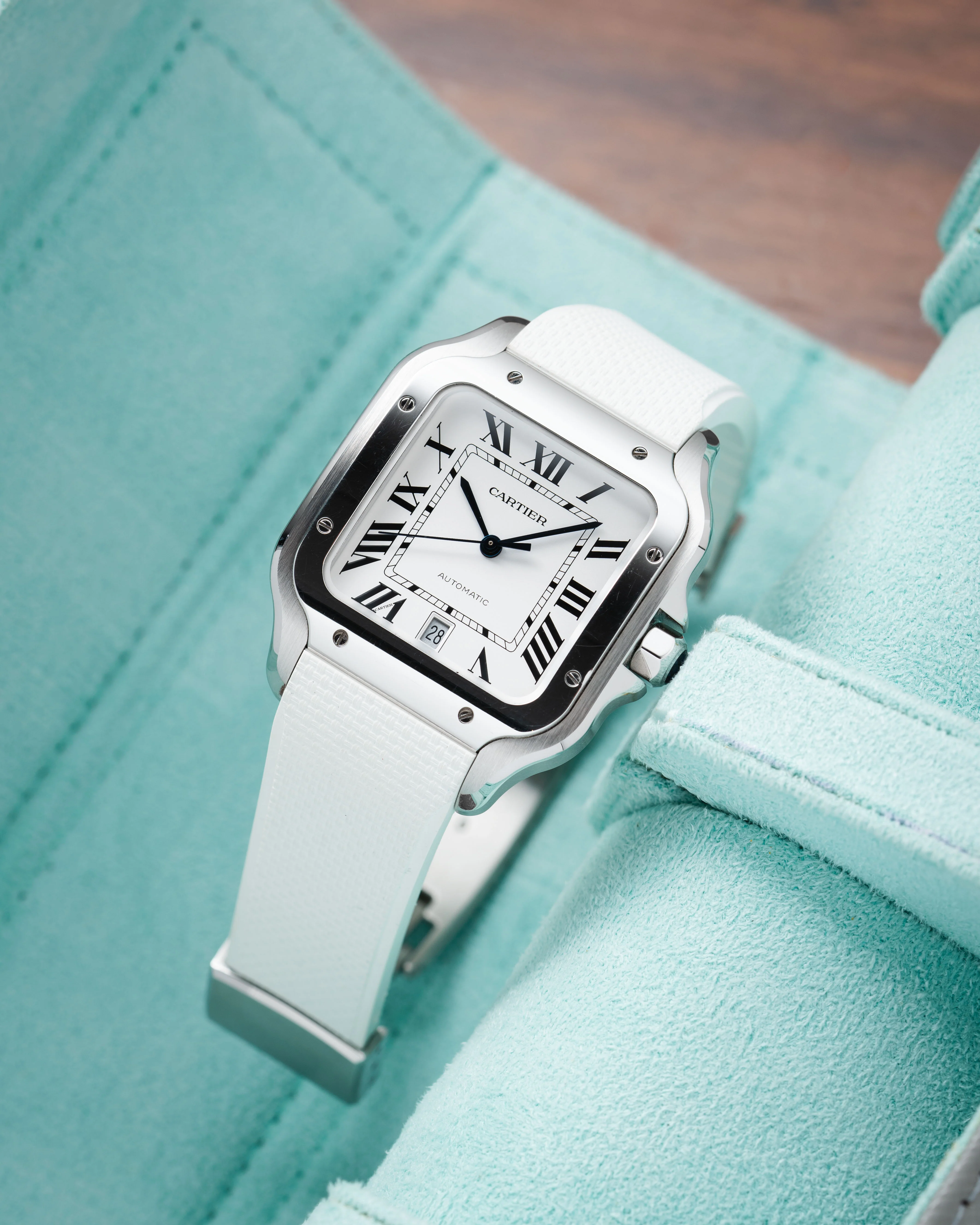 White Sailcloth CTS Rubber Strap for Cartier Santos de Cartier - Image 2