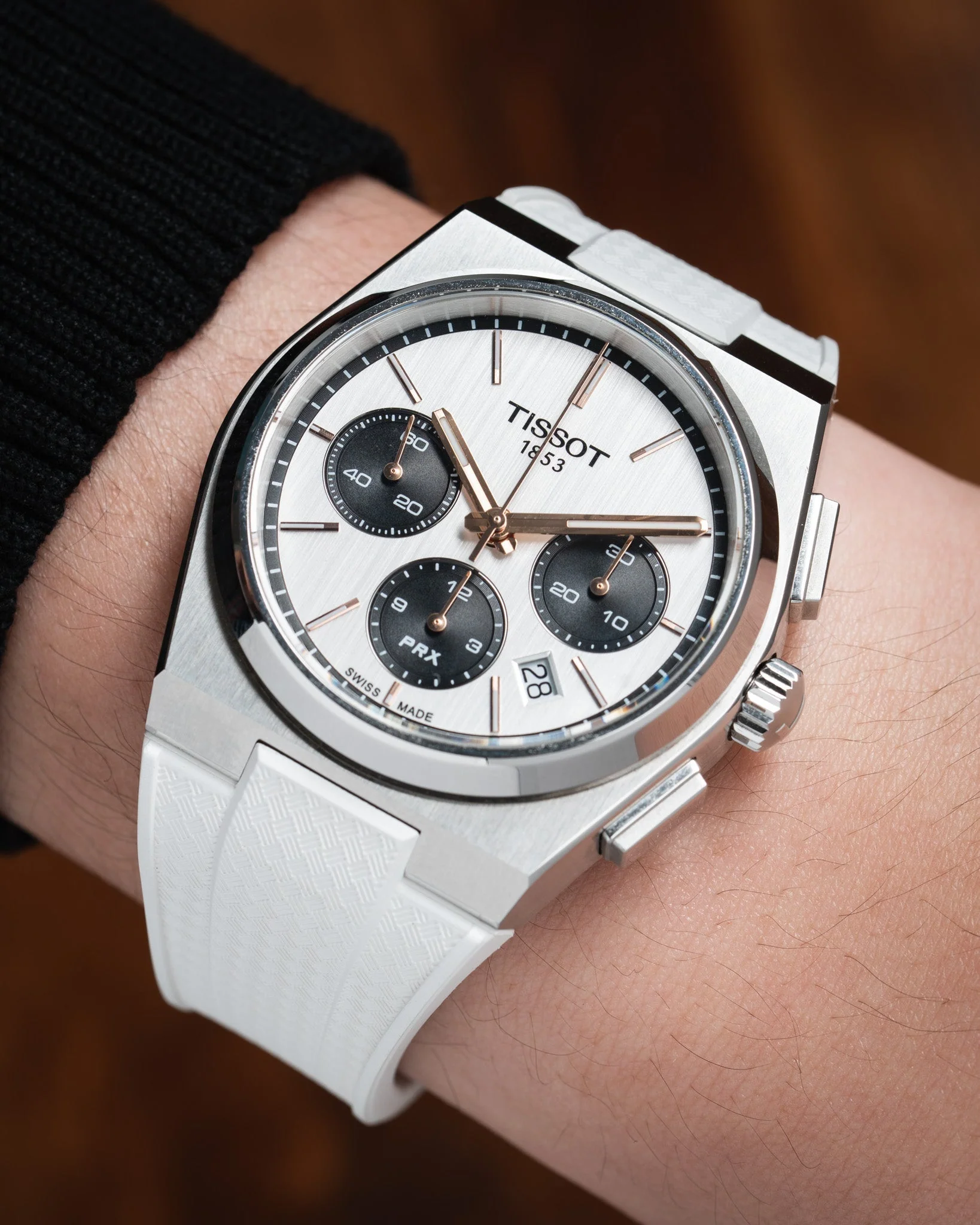 White CTS Rubber Strap for Tissot PRX Chronograph - Image 3