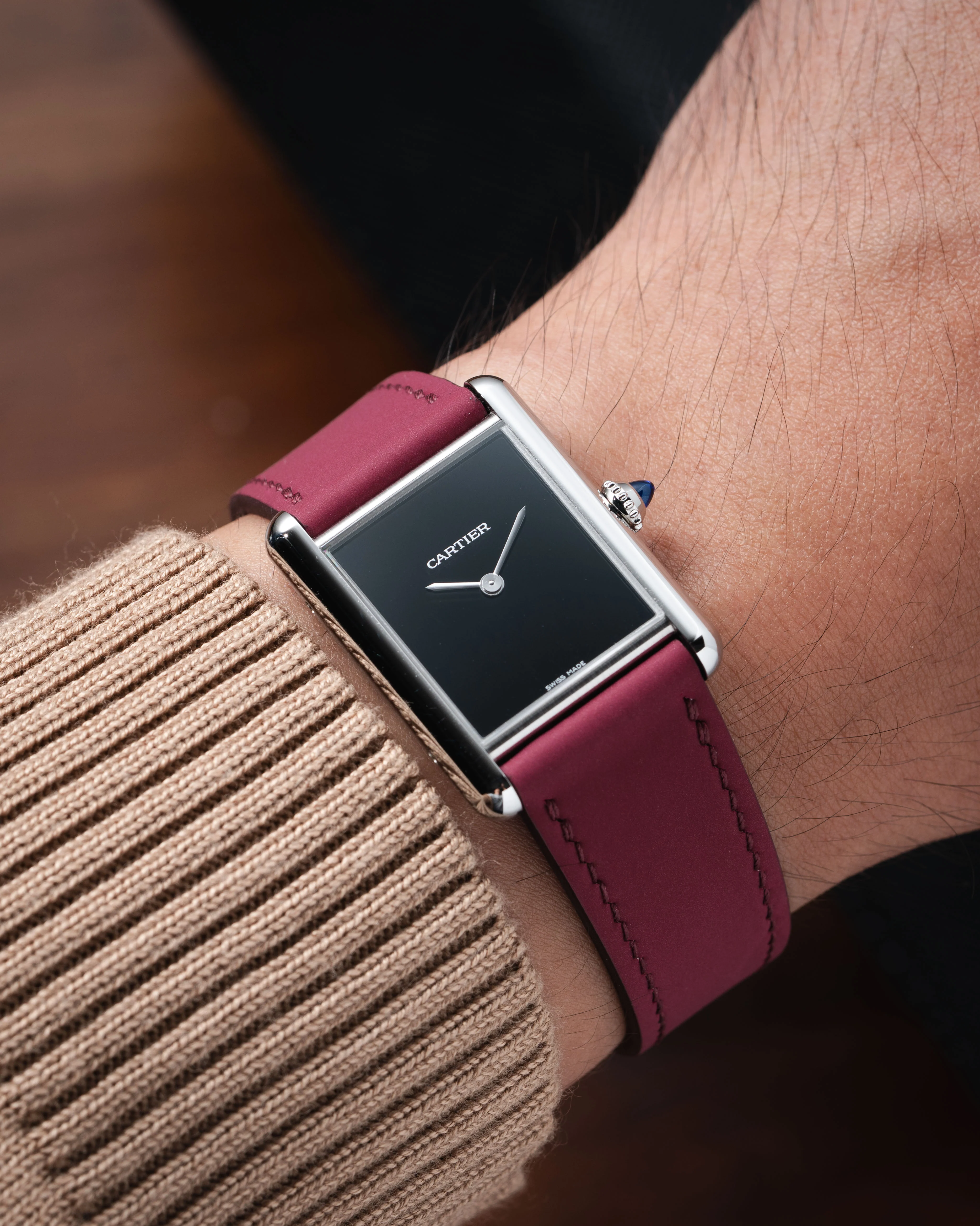 Wine Red Rubberised Leather (Smooth) Slim Strap - Image 3
